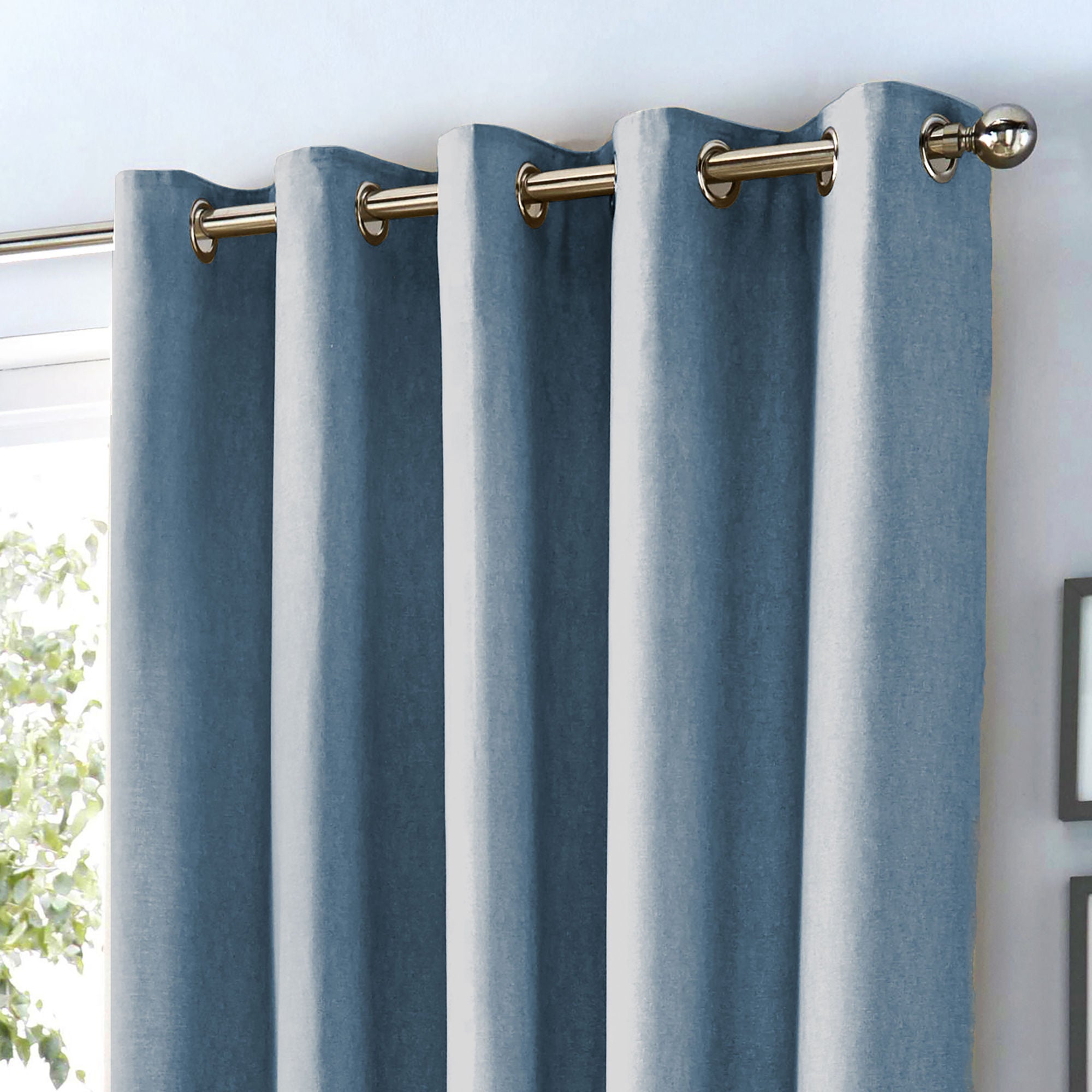 Sorbonne Pair of Eyelet Curtains by Fusion in Light Blue - Pair of Eyelet Curtains - Fusion