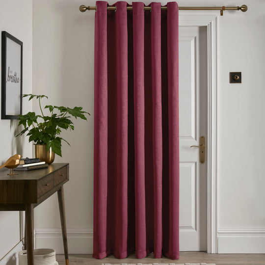 Strata Eyelet Single Panel Door Curtain in Wine