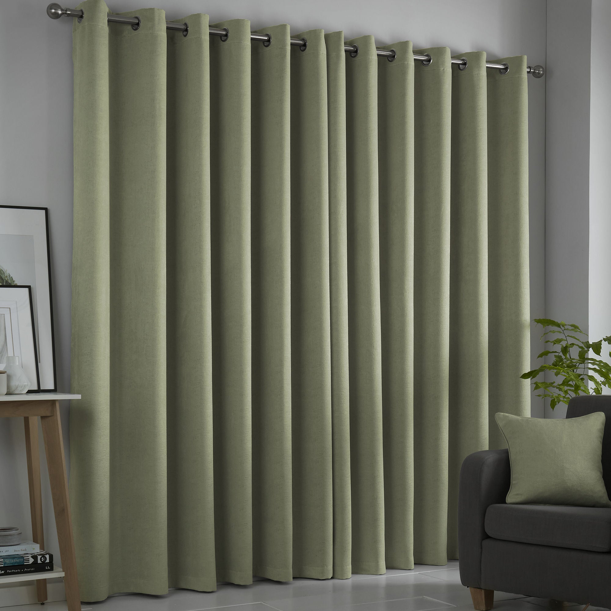 Strata Pair of Eyelet Curtains by Fusion in Green - Pair of Eyelet Curtains - Fusion