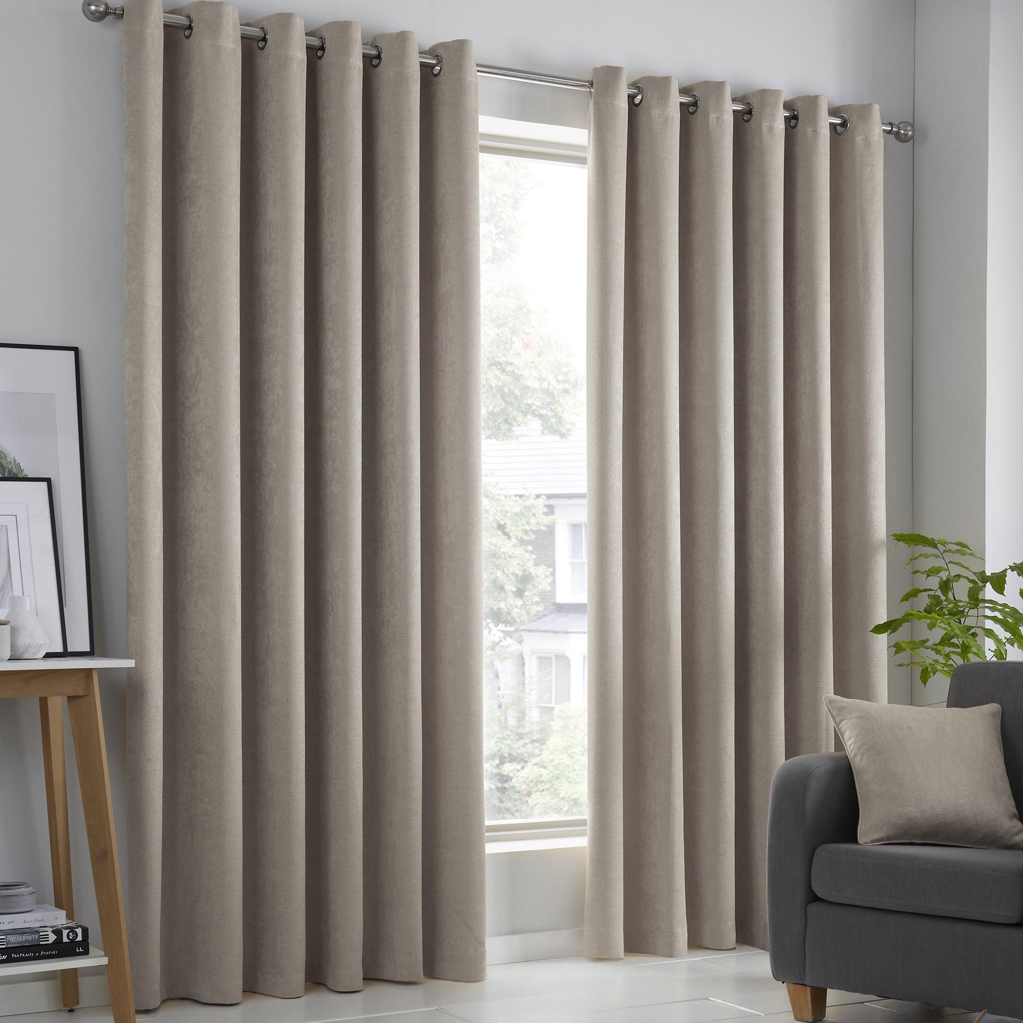 Strata Pair of Eyelet Curtains by Fusion in Natural - Pair of Eyelet Curtains - Fusion