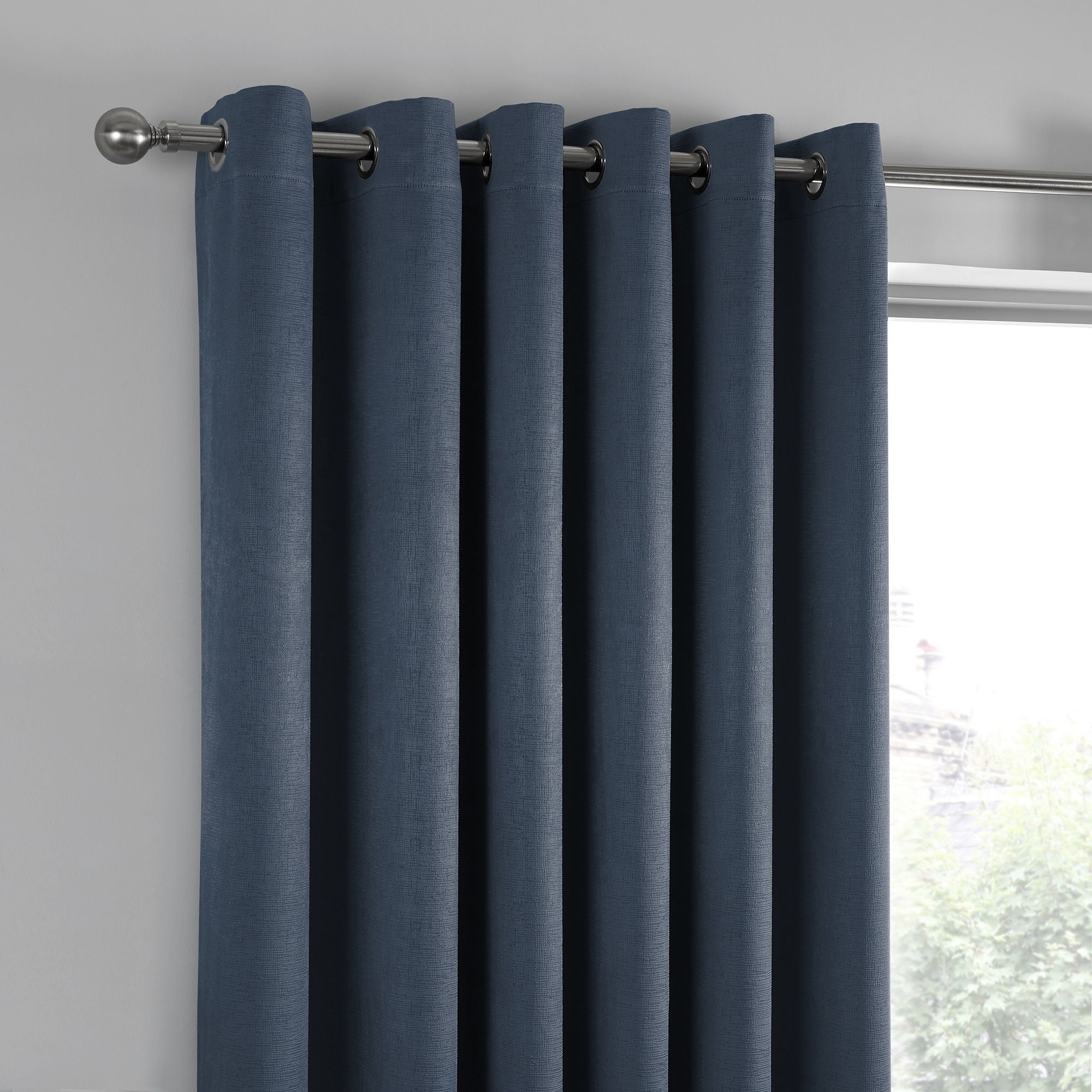 Strata Pair of Eyelet Curtains by Fusion in Navy - Pair of Eyelet Curtains - Fusion