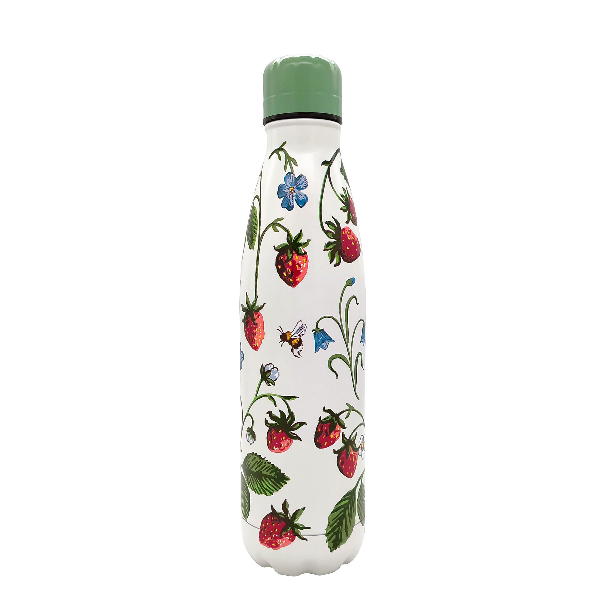 Strawberry Patch Water Bottle in Green - Water Bottle - Ulster Weavers