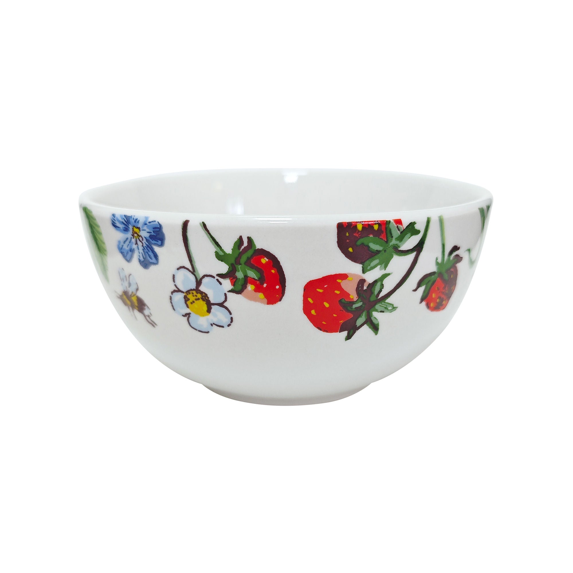 Strawberry Patch Porcelain Bowl in Green - Bowls - Ulster Weavers