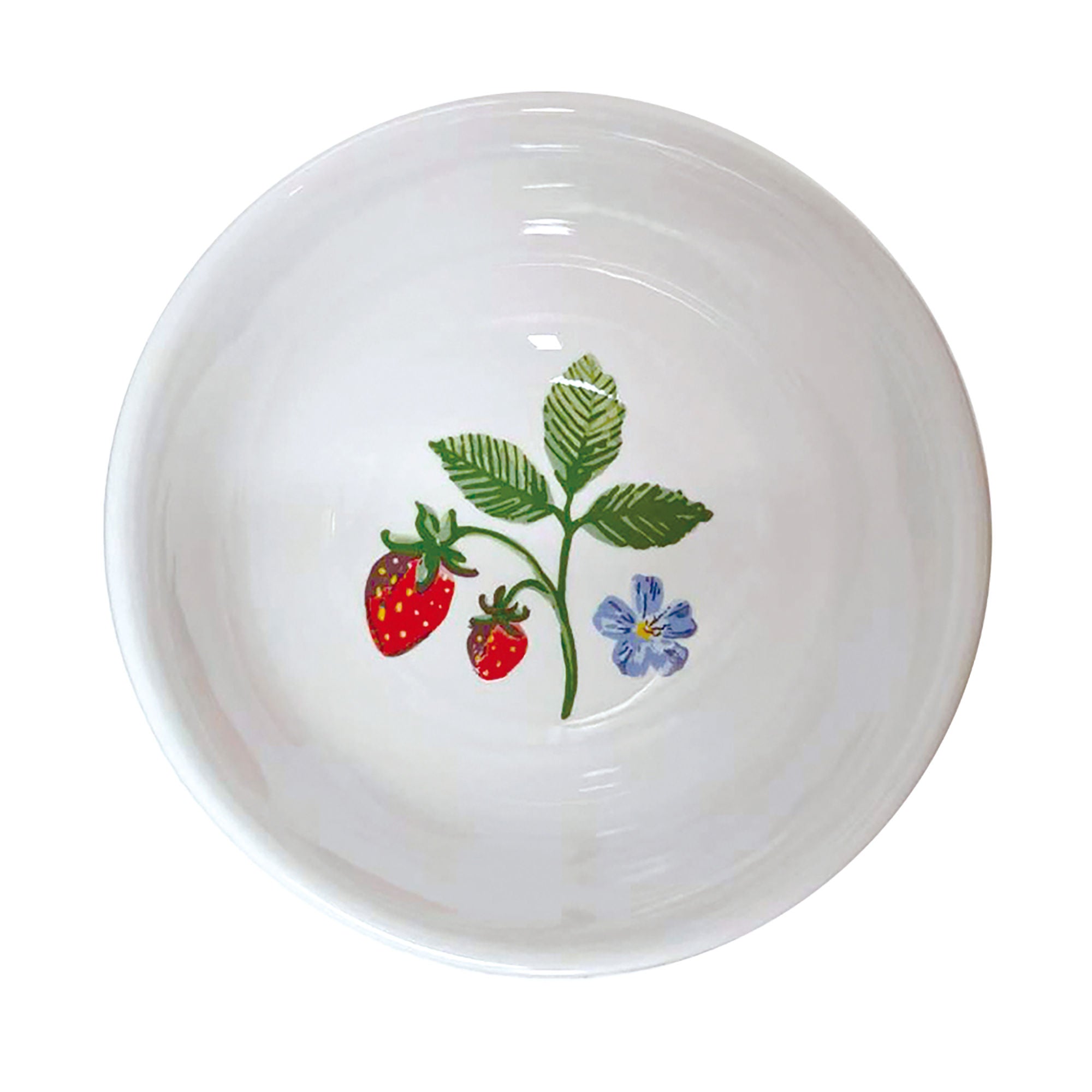 Strawberry Patch Porcelain Bowl in Green - Bowls - Ulster Weavers