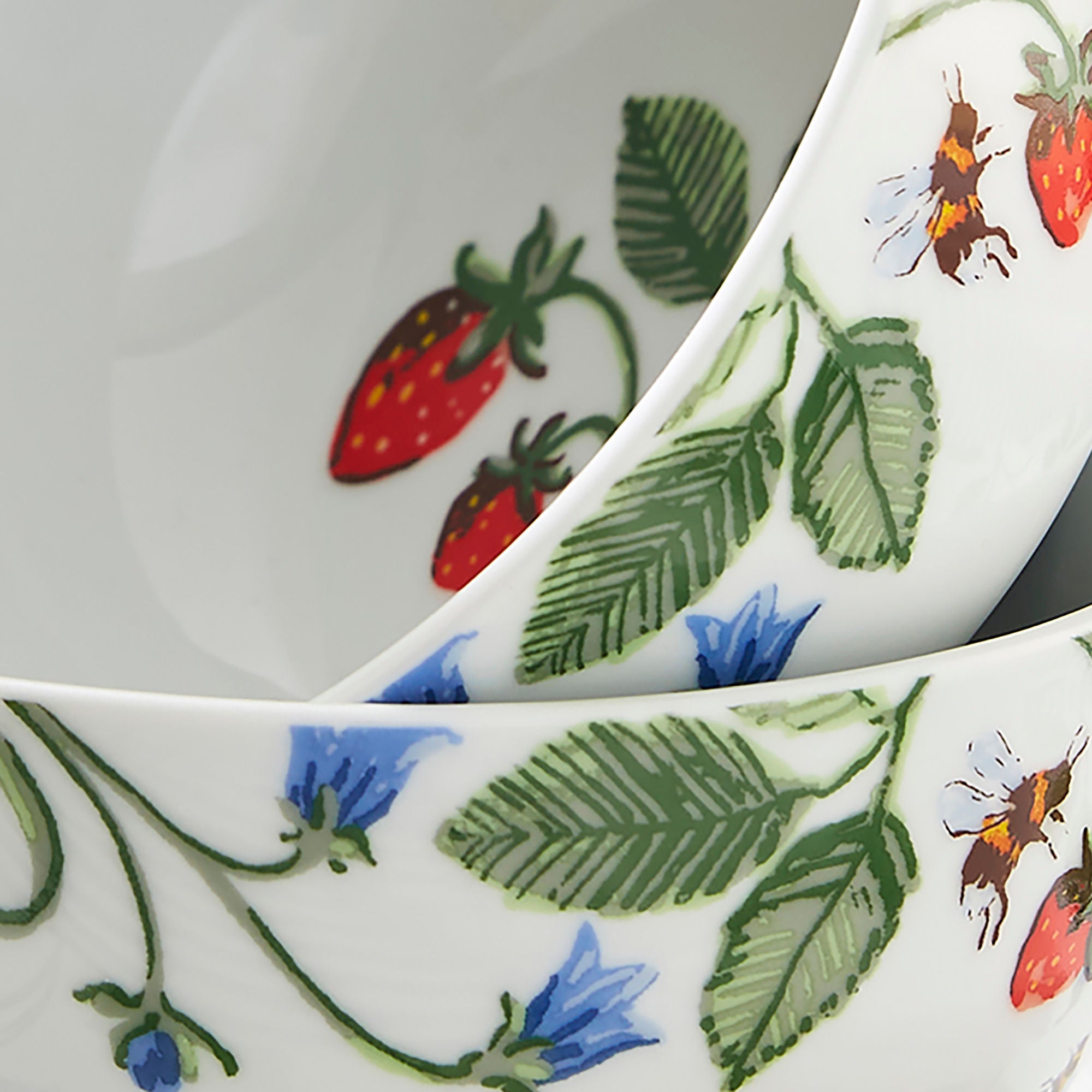 Strawberry Patch Porcelain Bowl in Green - Bowls - Ulster Weavers