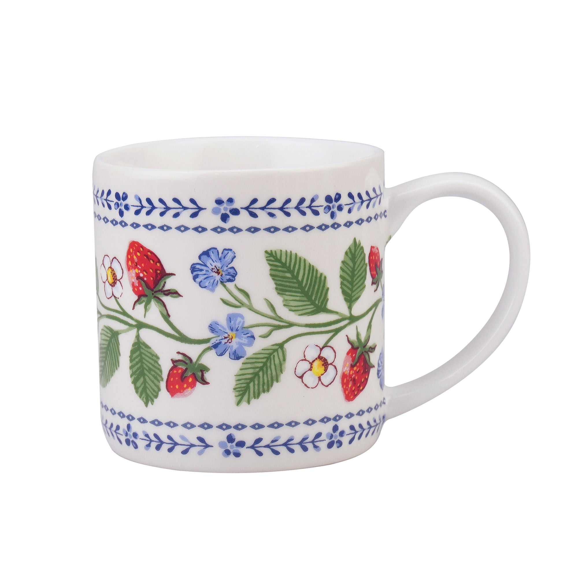 Strawberry Patch Bone China Mug in Green - Mug - Ulster Weavers