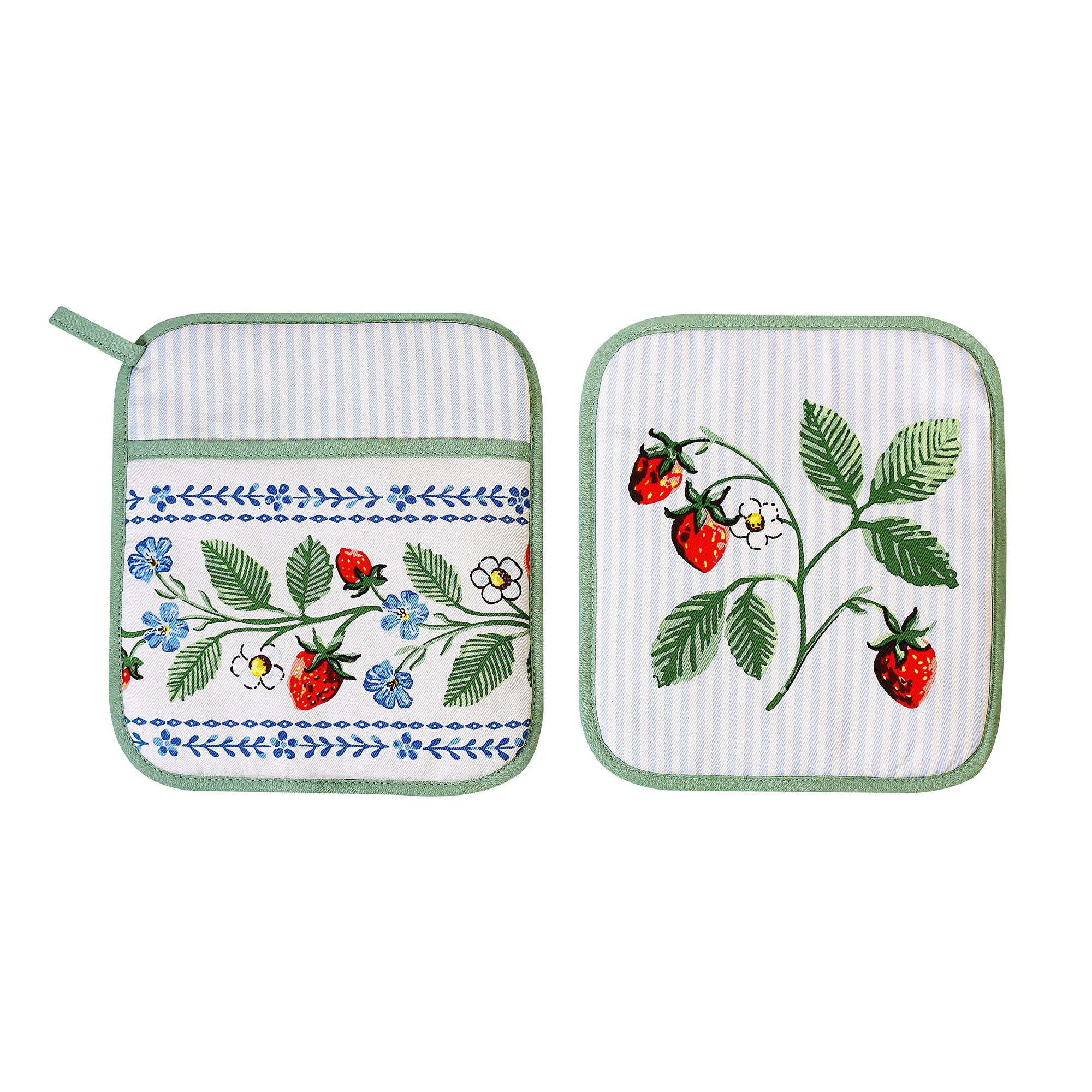 Strawberry Patch Pot Mitt in Green - Pot Mitt - Ulster Weavers