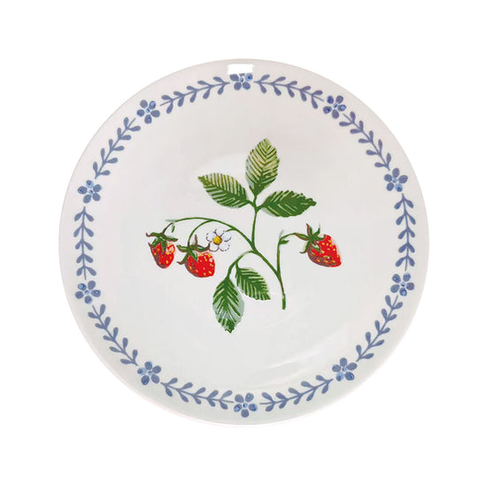 Strawberry Patch Porcelain Side Plate in Green