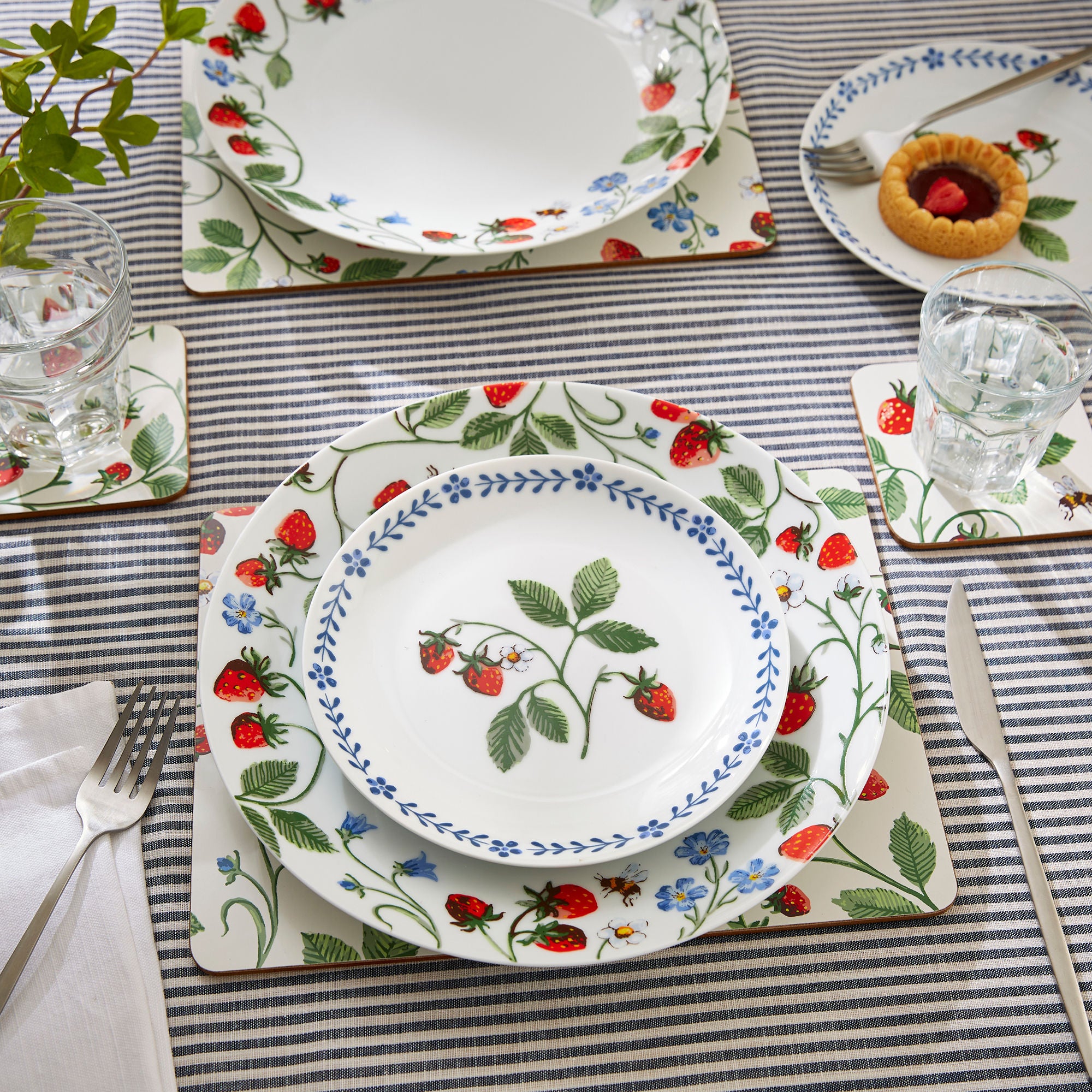 Strawberry Patch Porcelain Side Plate in Green - Plates - Ulster Weavers