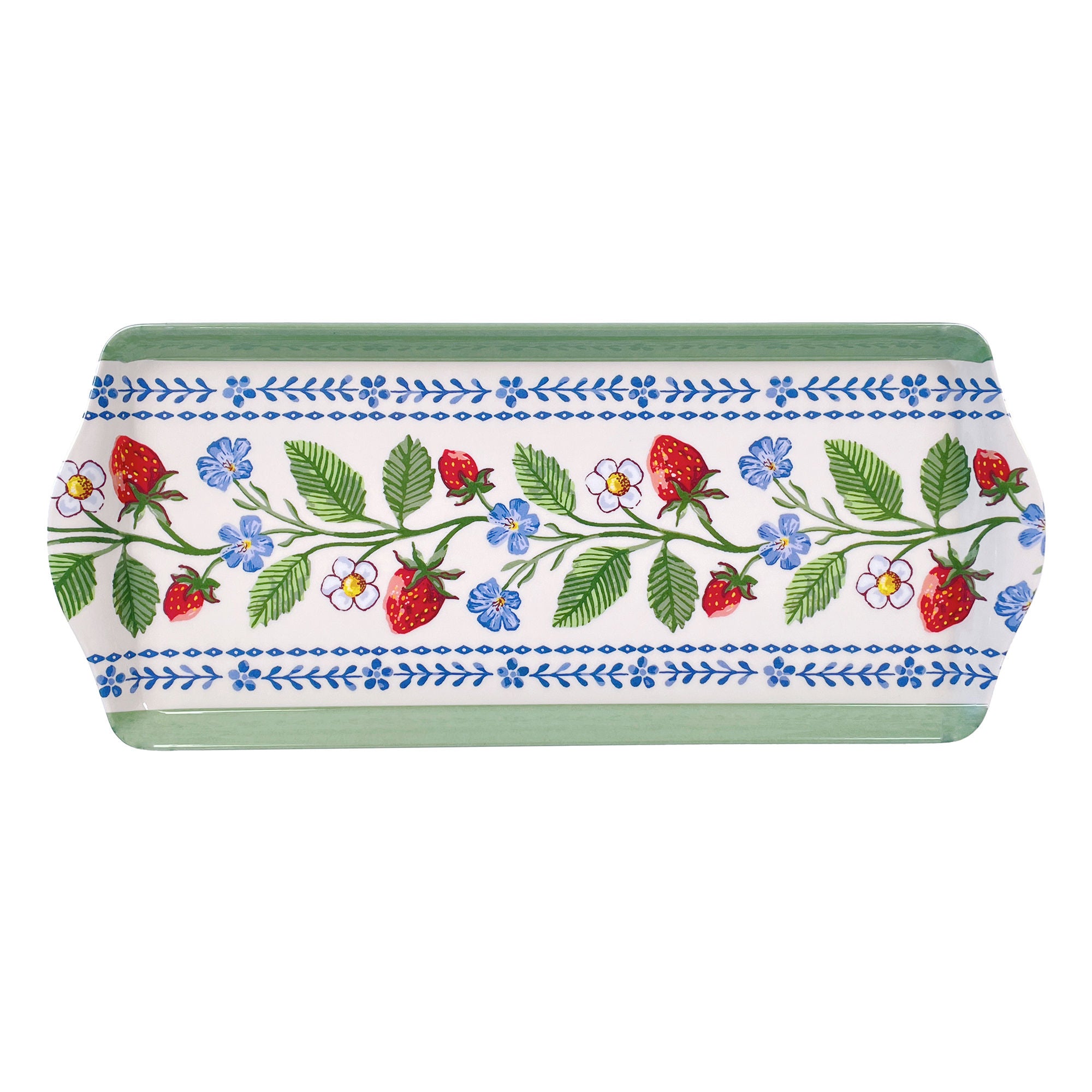 Strawberry Patch Small Serving Tray in Green - Tray - Ulster Weavers