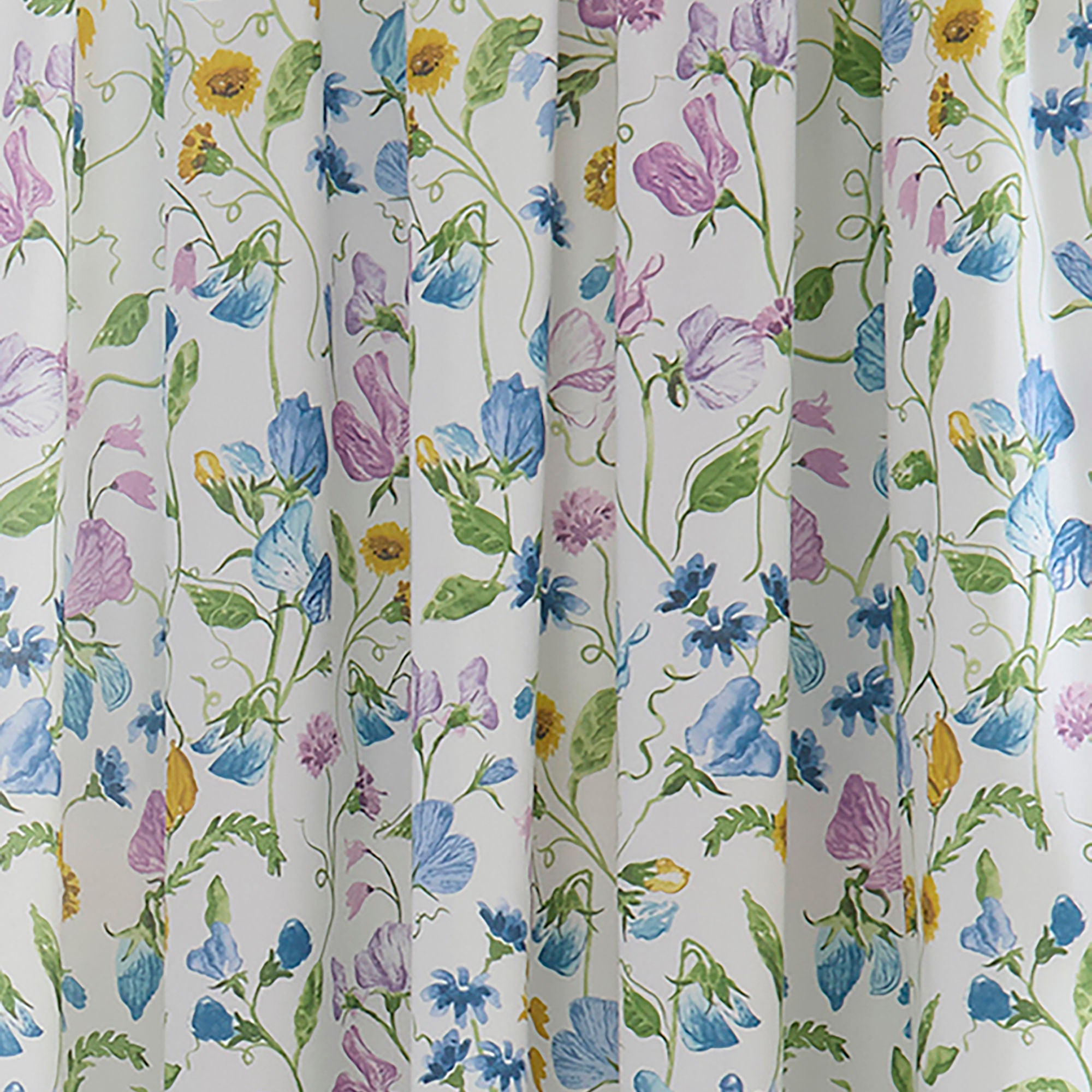 Sweetpea Floral Pair of Pencil Pleat Curtains in Lilac - Pair of Pencil Pleat Curtains - Dreams & Drapes