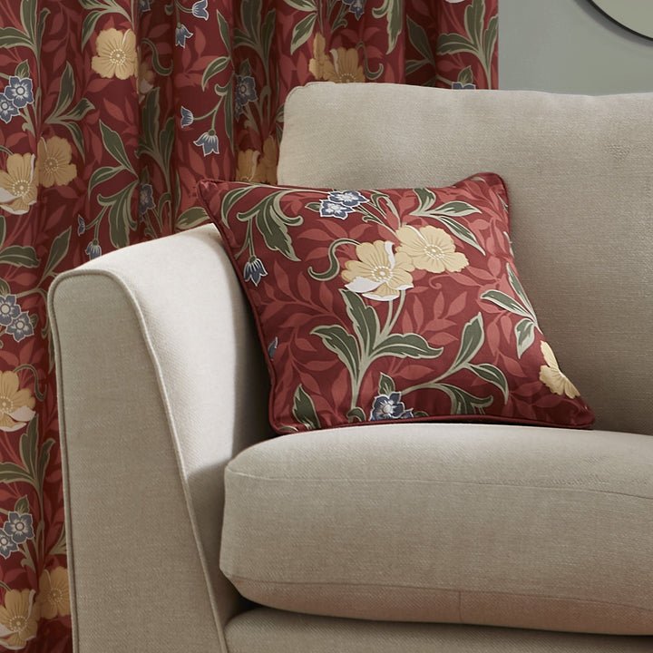 Sandringham Cushion by Dreams & Drapes in Red 43 x 43cm - Cushion - Dreams & Drapes Curtains