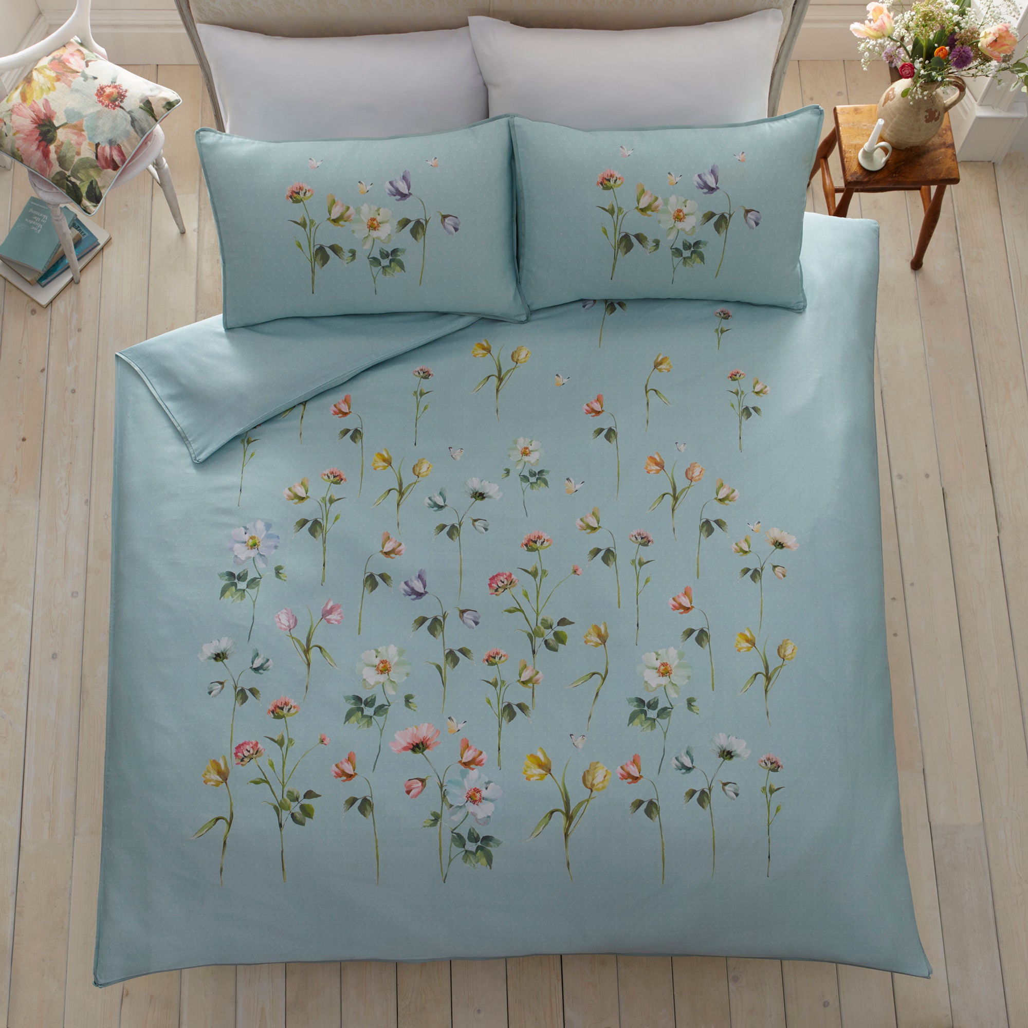 Serenity Duvet Cover Set by Appletree Heritage in Duck Egg - Duvet Cover Set - Appletree Heritage