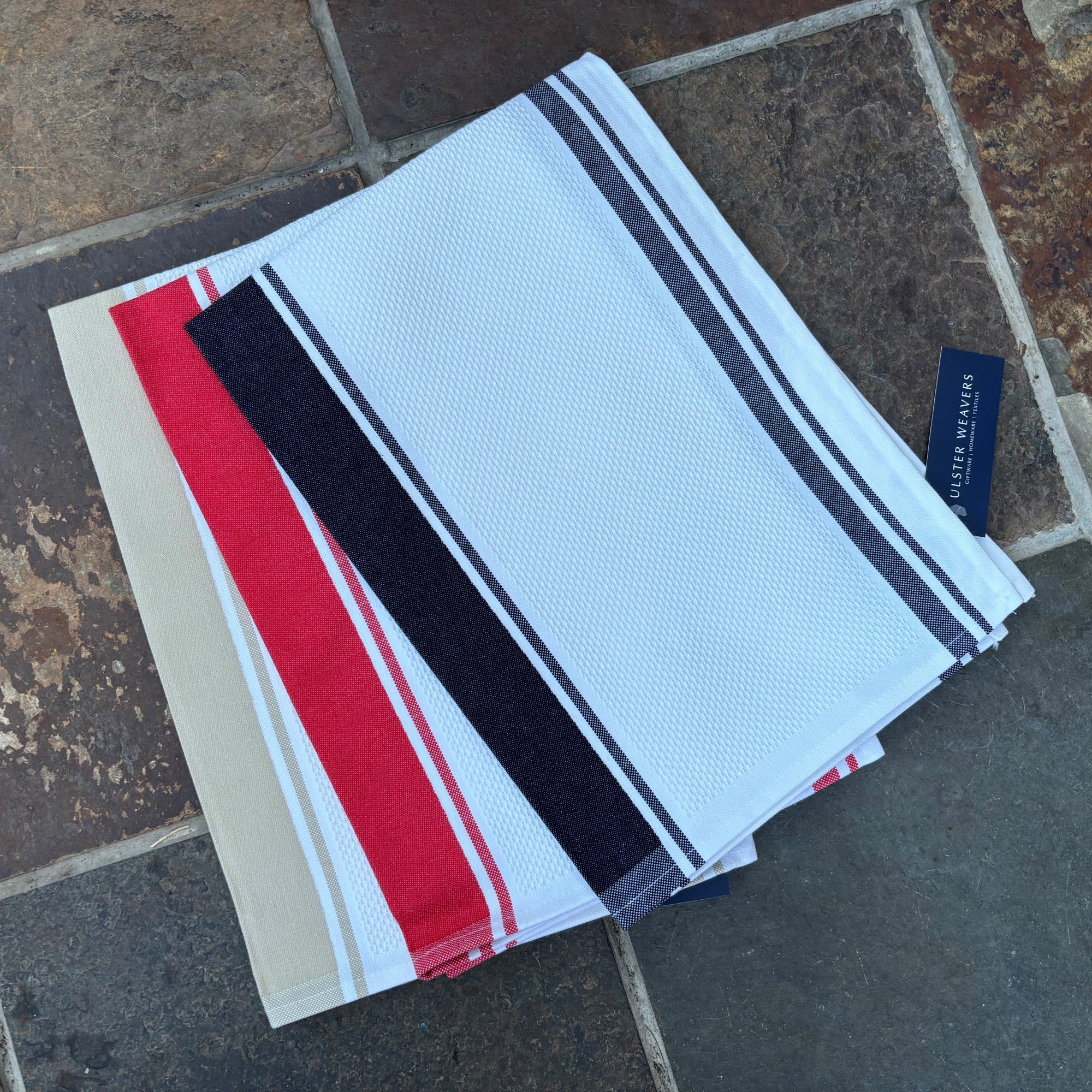 Waffle Cotton Tea Towel in Black - Tea Towel - Ulster Weavers