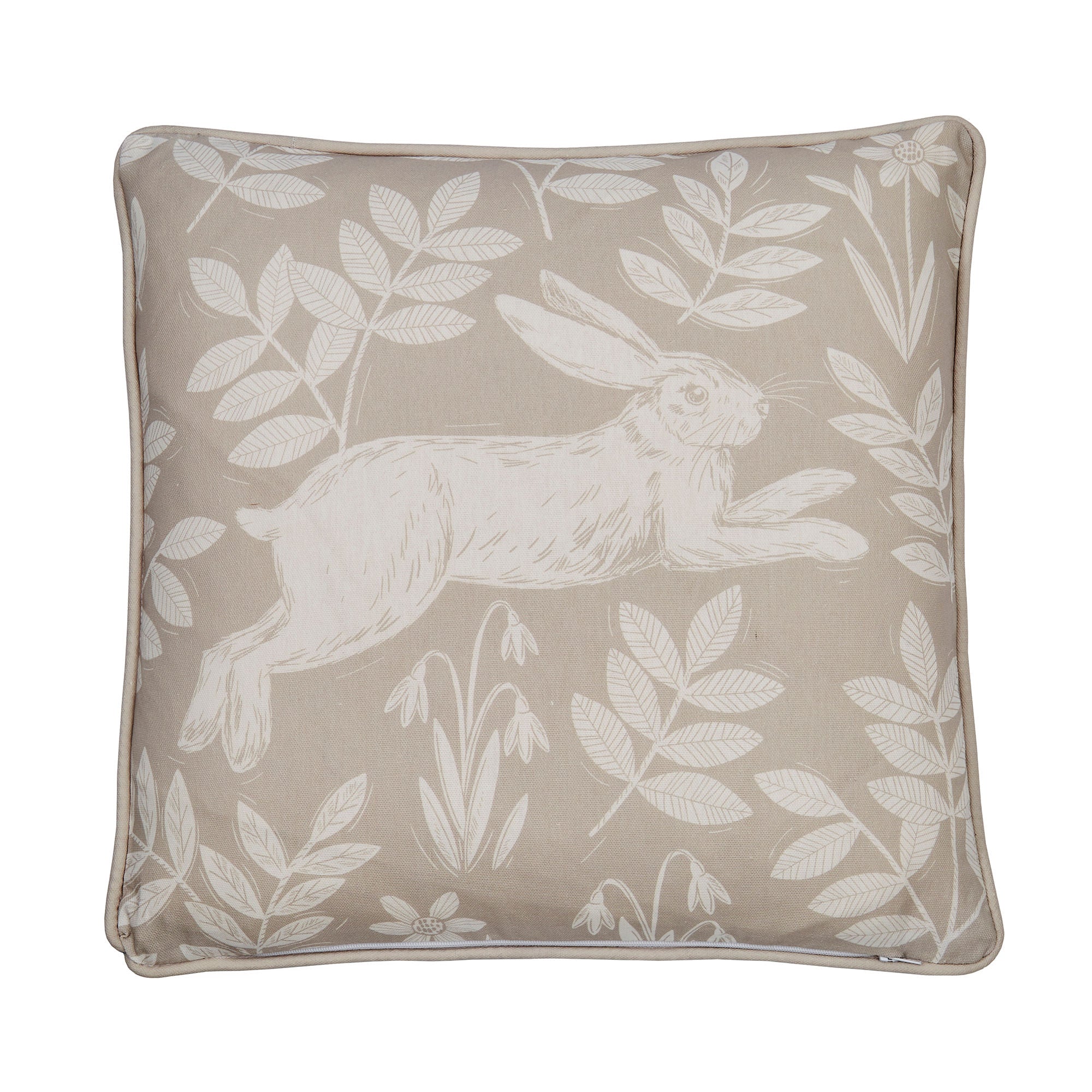 Spring Rabbit Outdoor Cushion by Dreams & Drapes Design in Duck Egg 43 x 43cm - Cushion - Dreams & Drapes Design