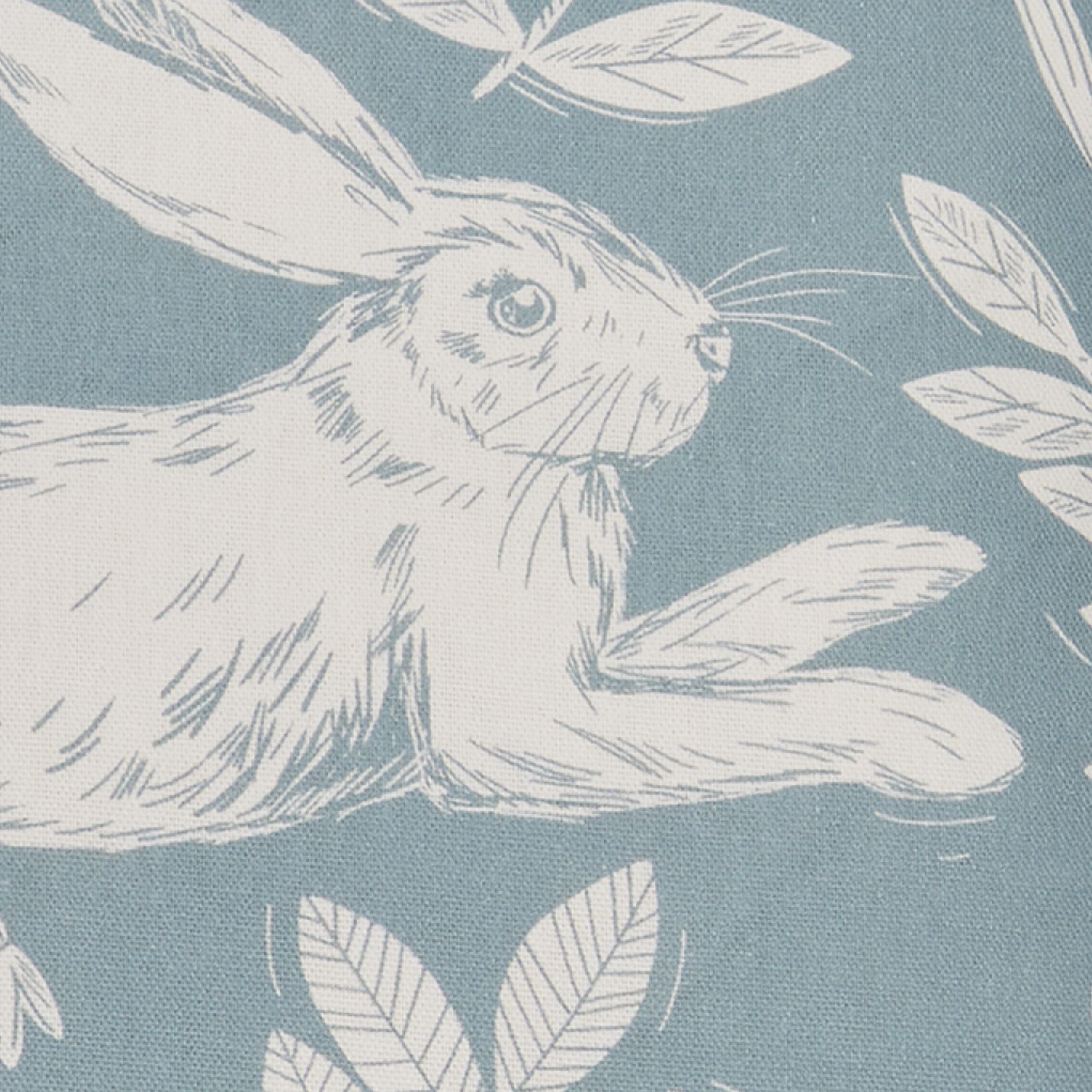 Spring Rabbit Outdoor Cushion by Dreams & Drapes Design in Duck Egg 43 x 43cm - Cushion - Dreams & Drapes Design