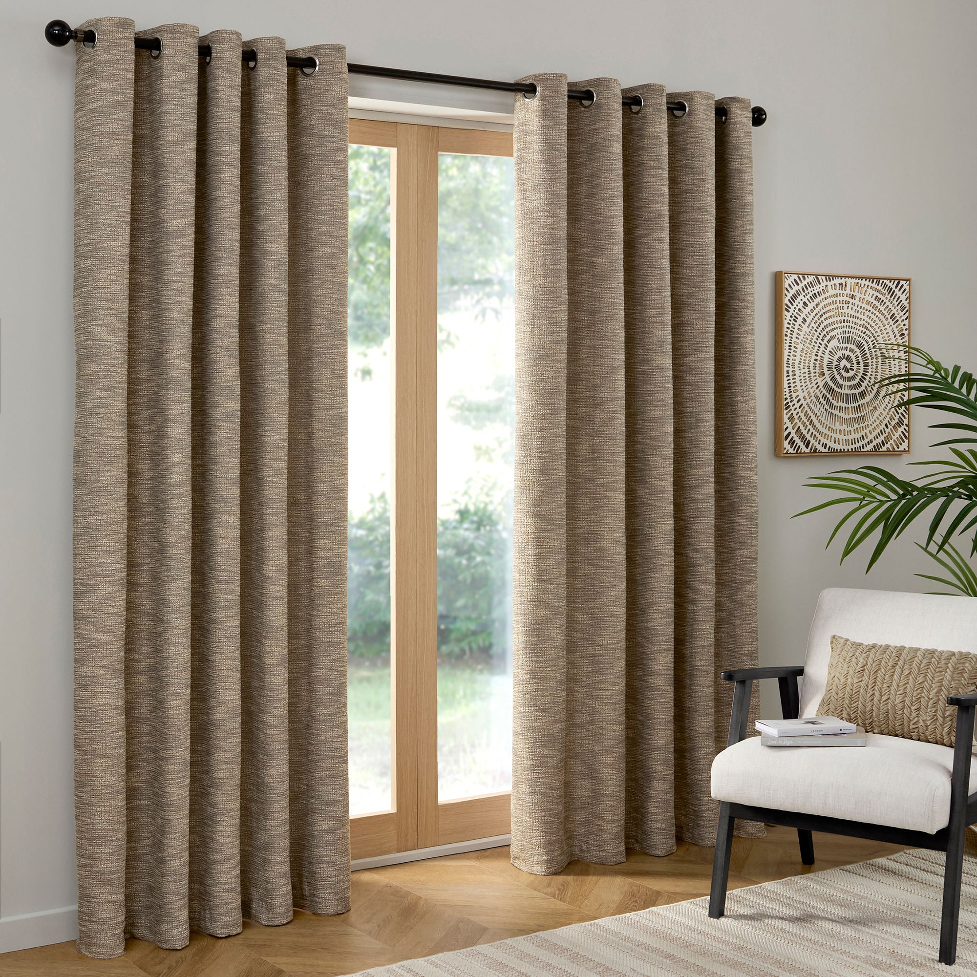 Talon Eyelet Curtains in Natural - Pair of Eyelet Curtains - Curtina