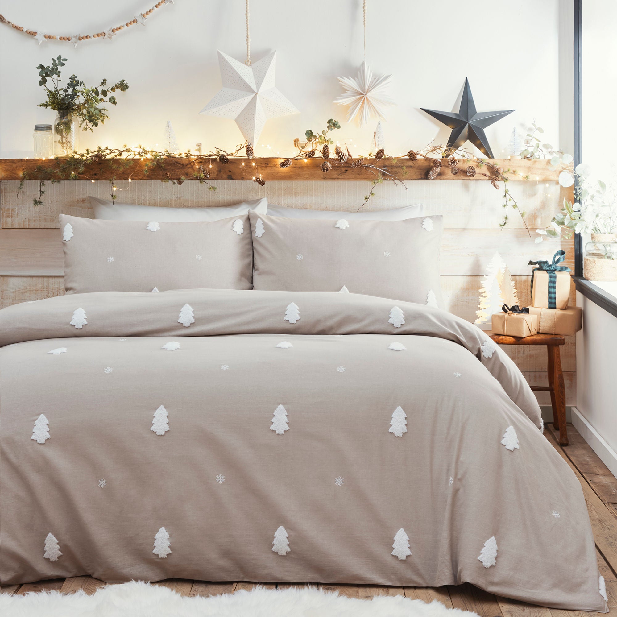 Tufted Trees Duvet Cover Set in Natural - Duvet Cover Set - Appletree