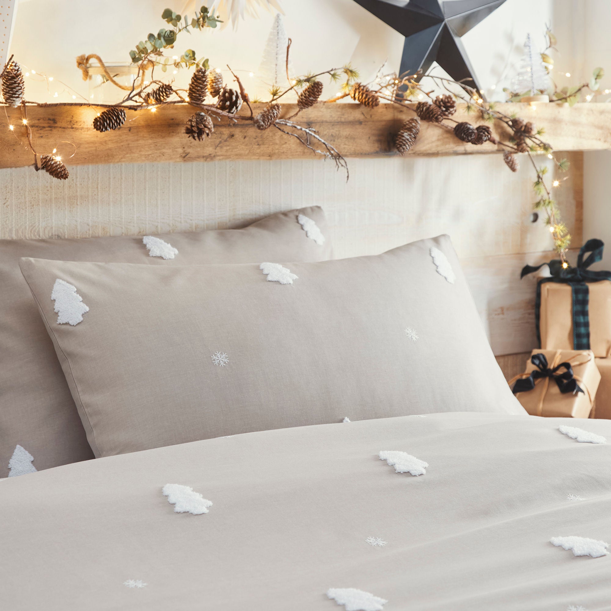 Tufted Trees Duvet Cover Set in Natural - Duvet Cover Set - Appletree