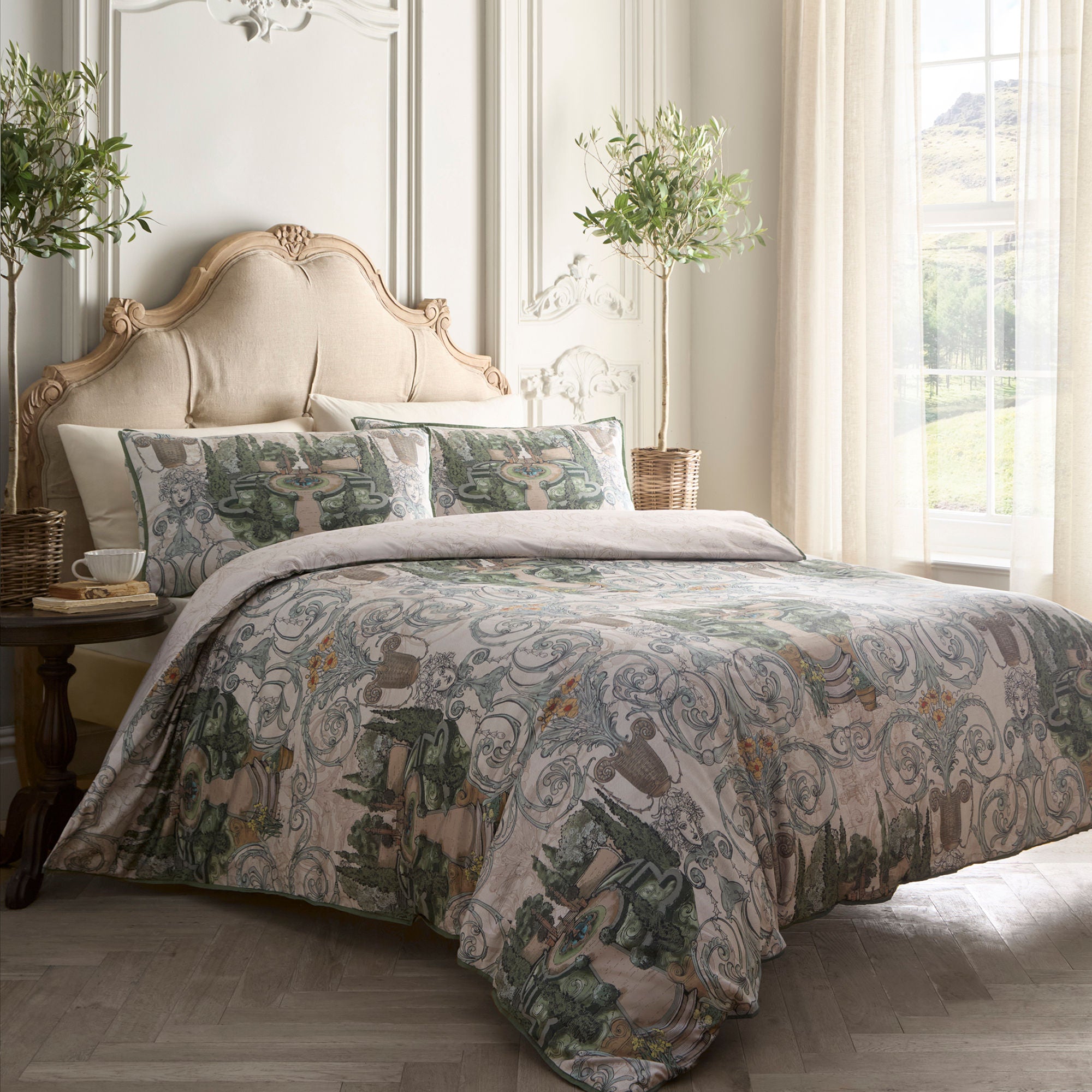 Tuscan Garden Duvet Cover Set in Green - Duvet Cover Set - Laurence Llewelyn-Bowen