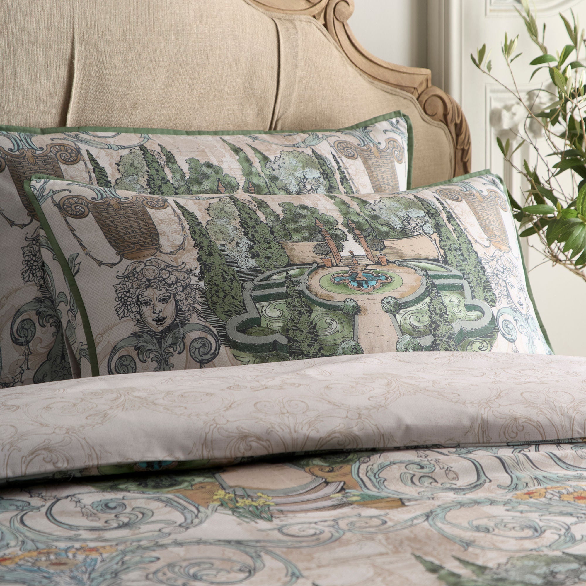 Tuscan Garden Duvet Cover Set in Green - Duvet Cover Set - Laurence Llewelyn-Bowen
