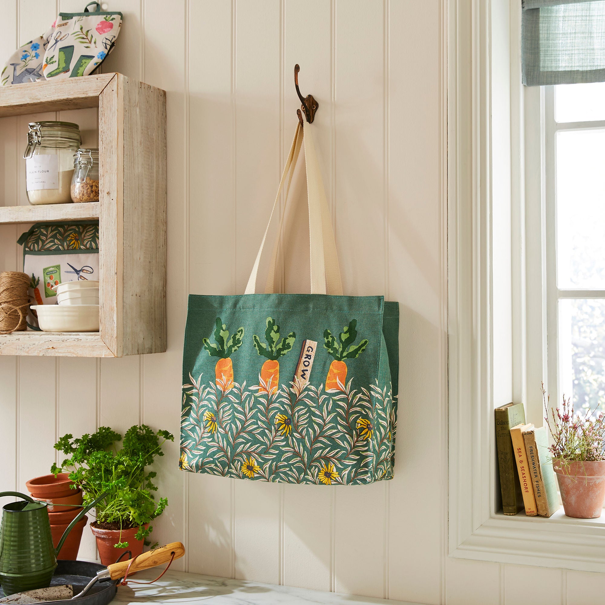 Time to Grow Canvas Shoulder Bag in Green - Bag - Ulster Weavers