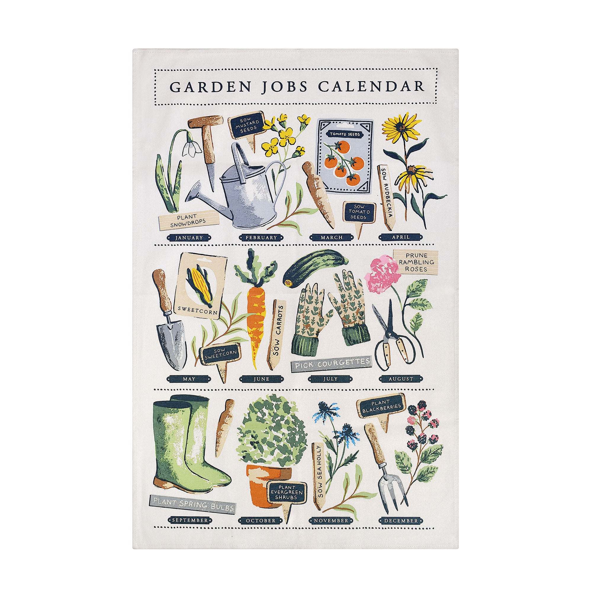Time to Grow Jobs Cotton Tea Towel in Green - Tea Towel - Ulster Weavers