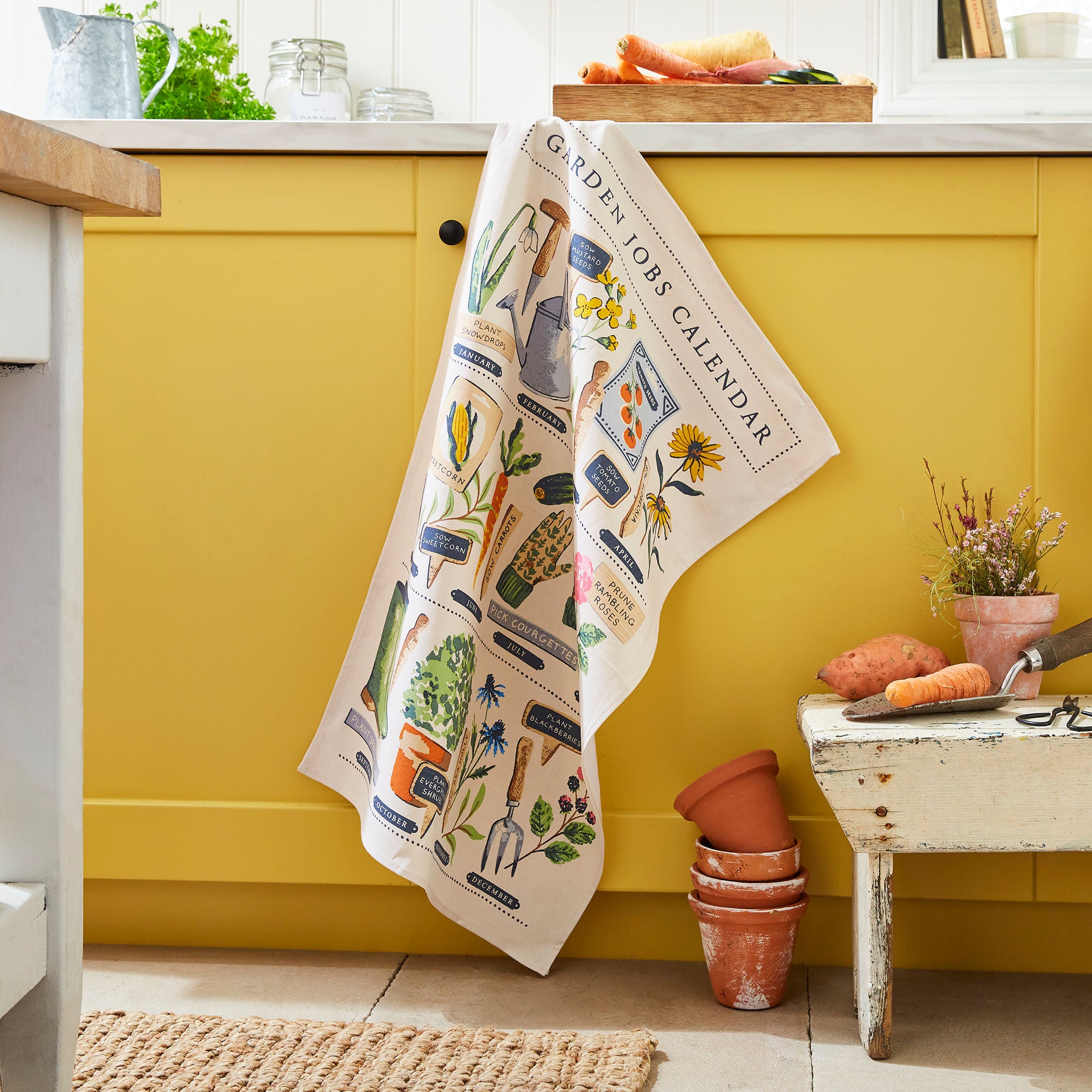 Time to Grow Jobs Cotton Tea Towel in Green - Tea Towel - Ulster Weavers
