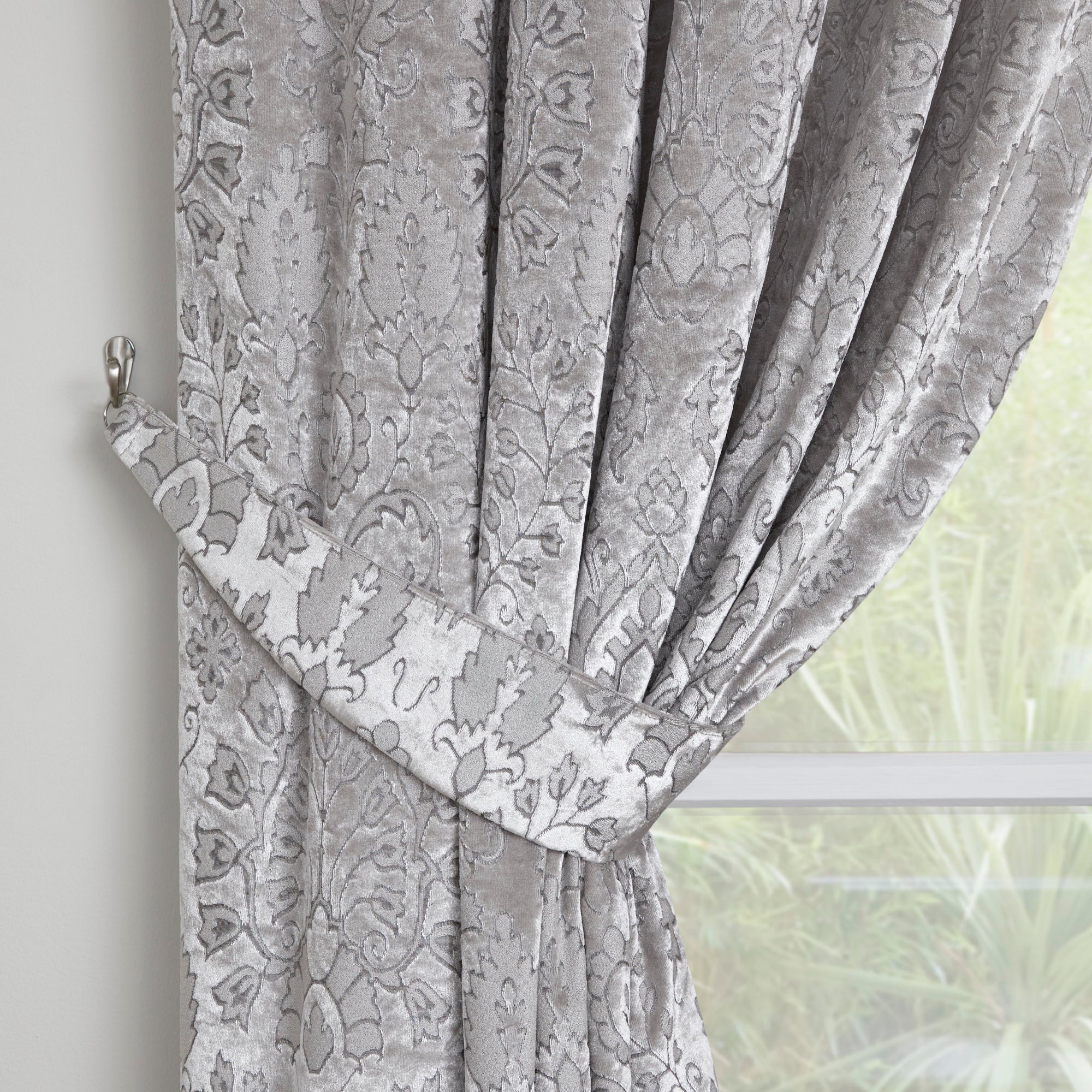 Trinity Pair of Pencil Pleat Curtains by Curtina in Silver - Pair of Pencil Pleat Curtains - Curtina