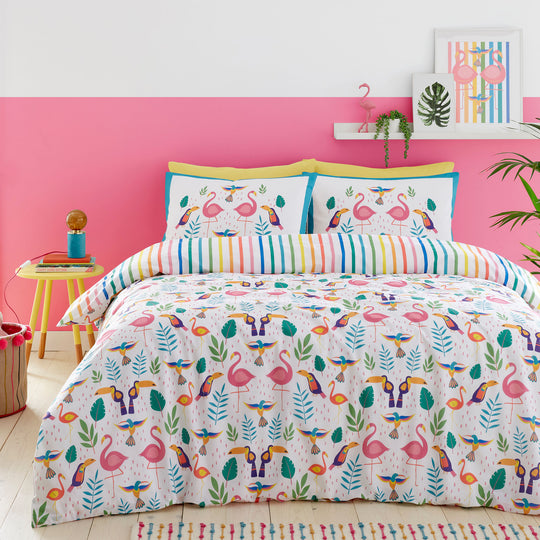 Tropical Flamingo Duvet Cover Set in Pink