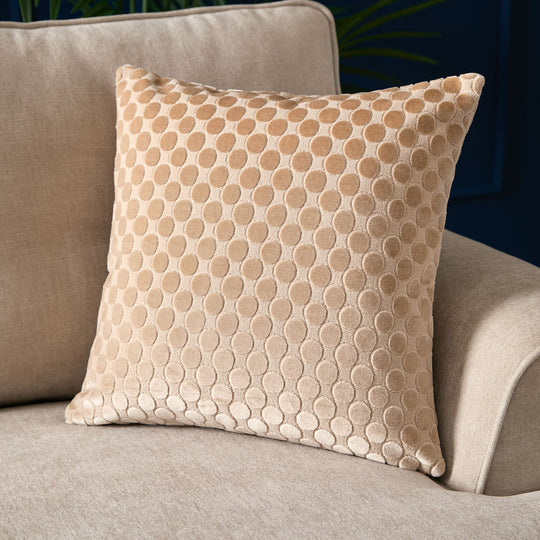 Velvet Spot Cushion in Natural 43 x 43cm