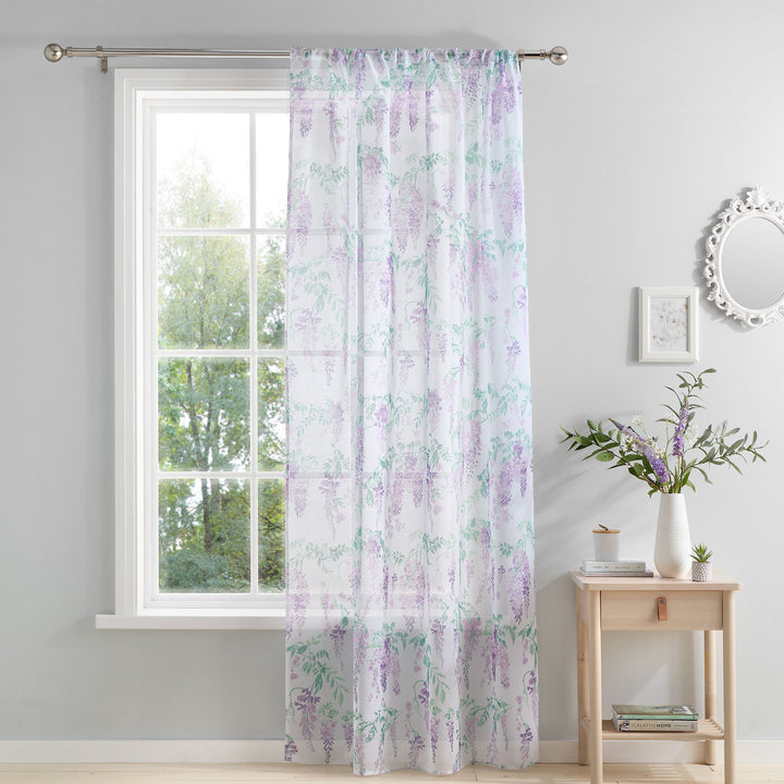 Wisteria Voile Panel by Dreams & Drapes Design in Lilac