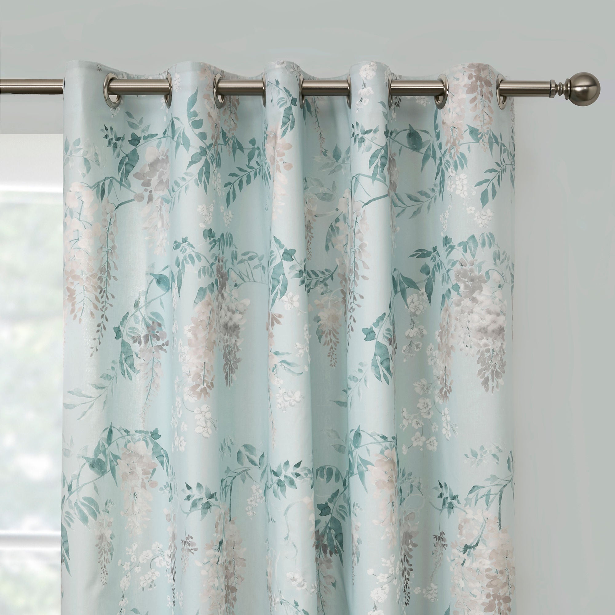 Wisteria Pair of Eyelet Curtains by Dreams & Drapes Curtains in Duck Egg - Pair of Eyelet Curtains - Dreams & Drapes Curtains