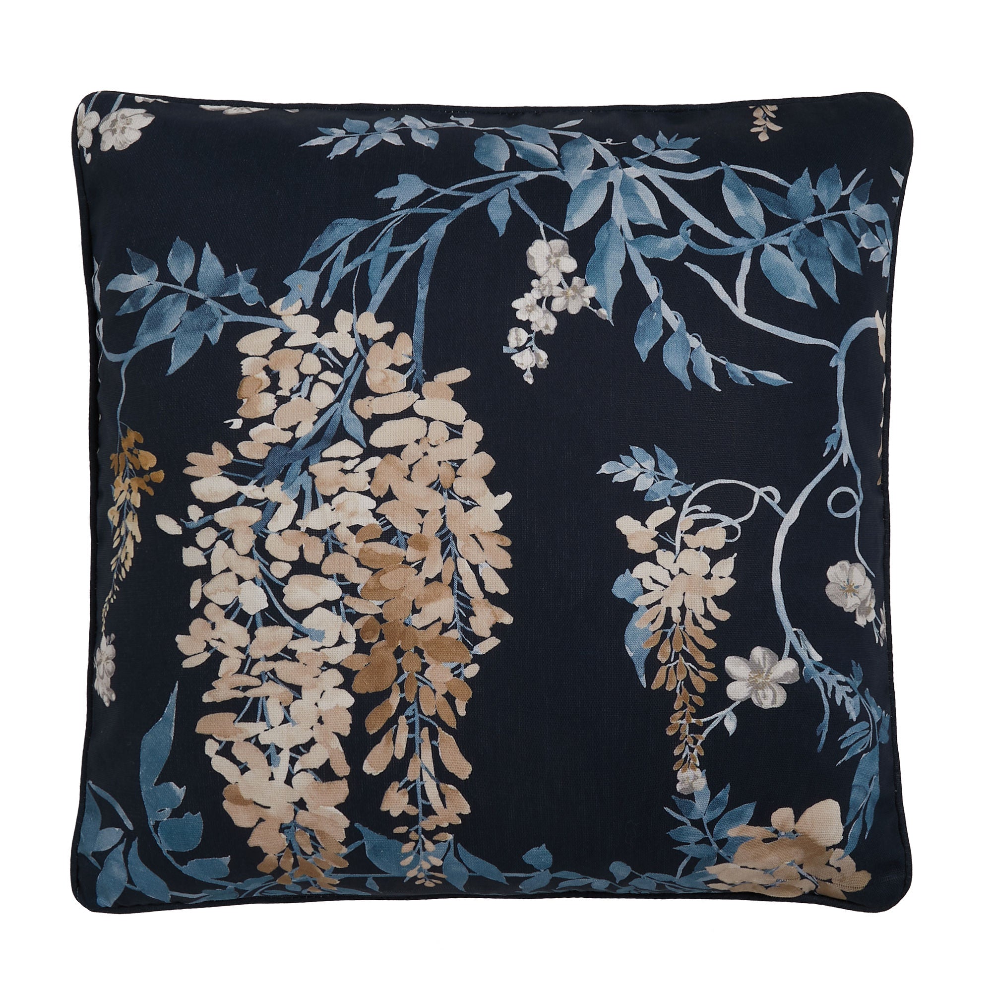Wisteria Cushion by Dreams & Drapes Curtains in Navy 43 x 43cm - Cushion - Dreams & Drapes Curtains