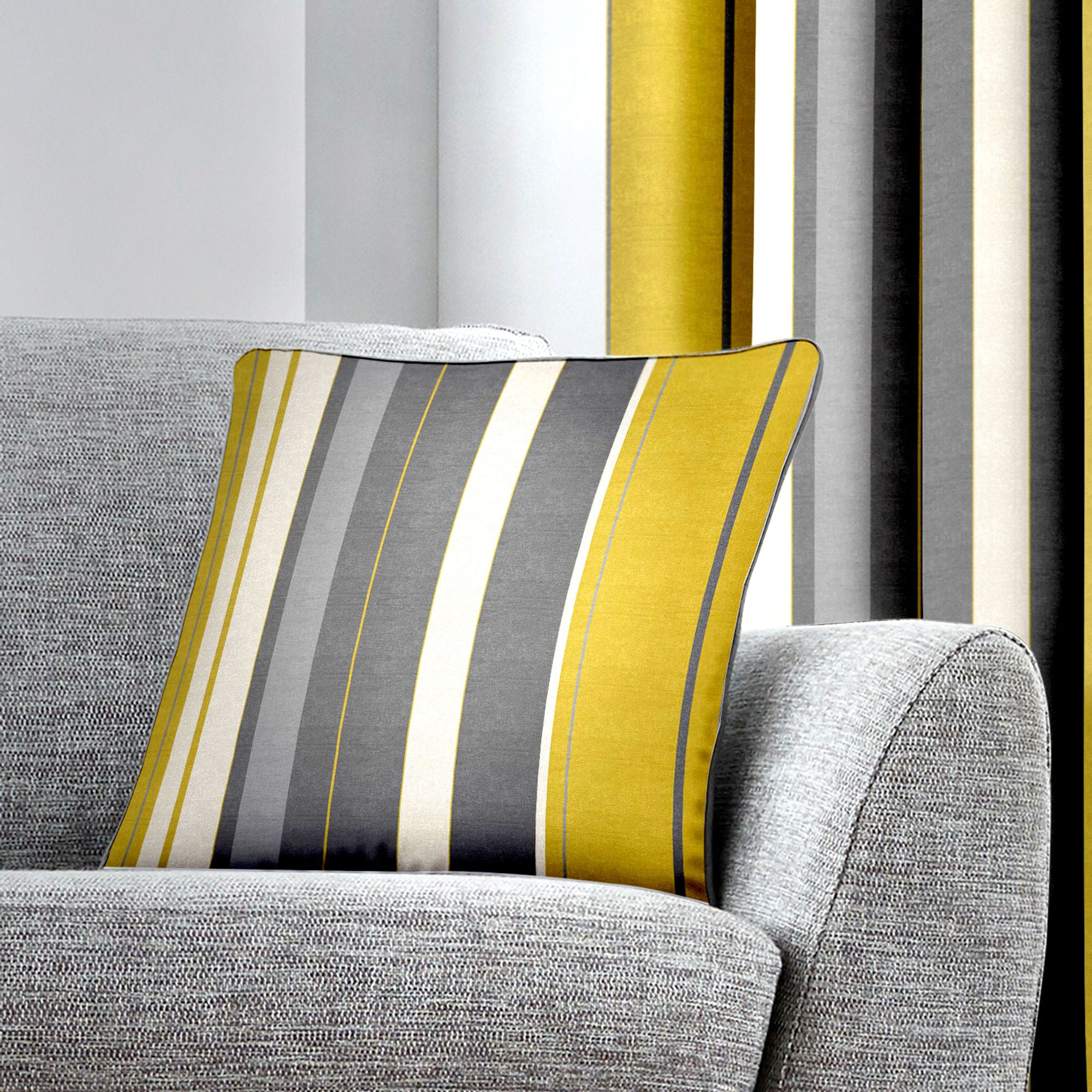 Whitworth Stripe Cushion by Fusion in Ochre 43 x 43cm - Cushion - Fusion