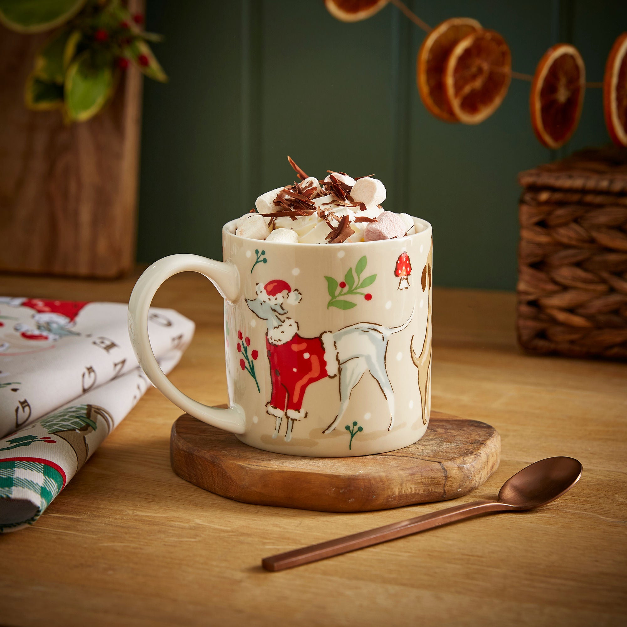 Winter Walkies Bone China Mug in Beige - Mug - Ulster Weavers