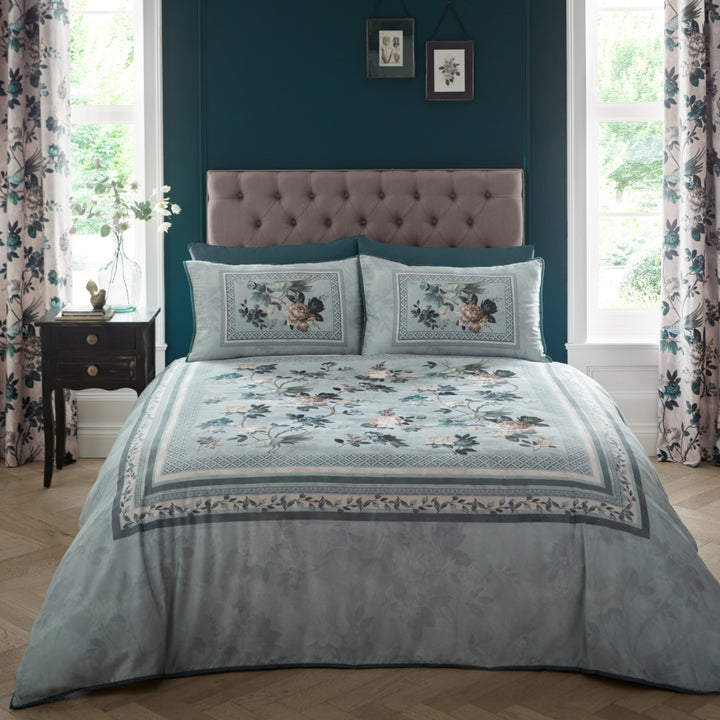 Windsford Duvet Cover Set by Appletree Heritage in Teal - Duvet Cover Set - Appletree Heritage