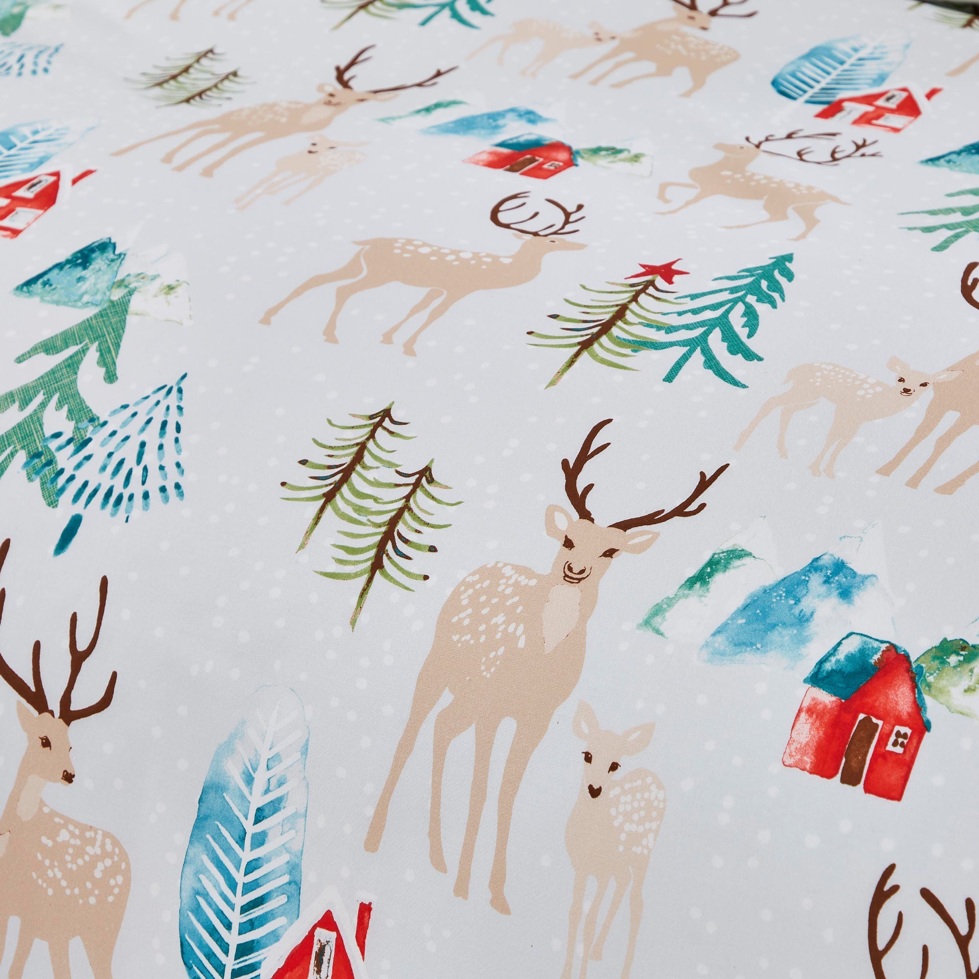 Winter Stag Duvet Cover Set by Fusion Christmas in Multi - Duvet Cover Set - Fusion Christmas