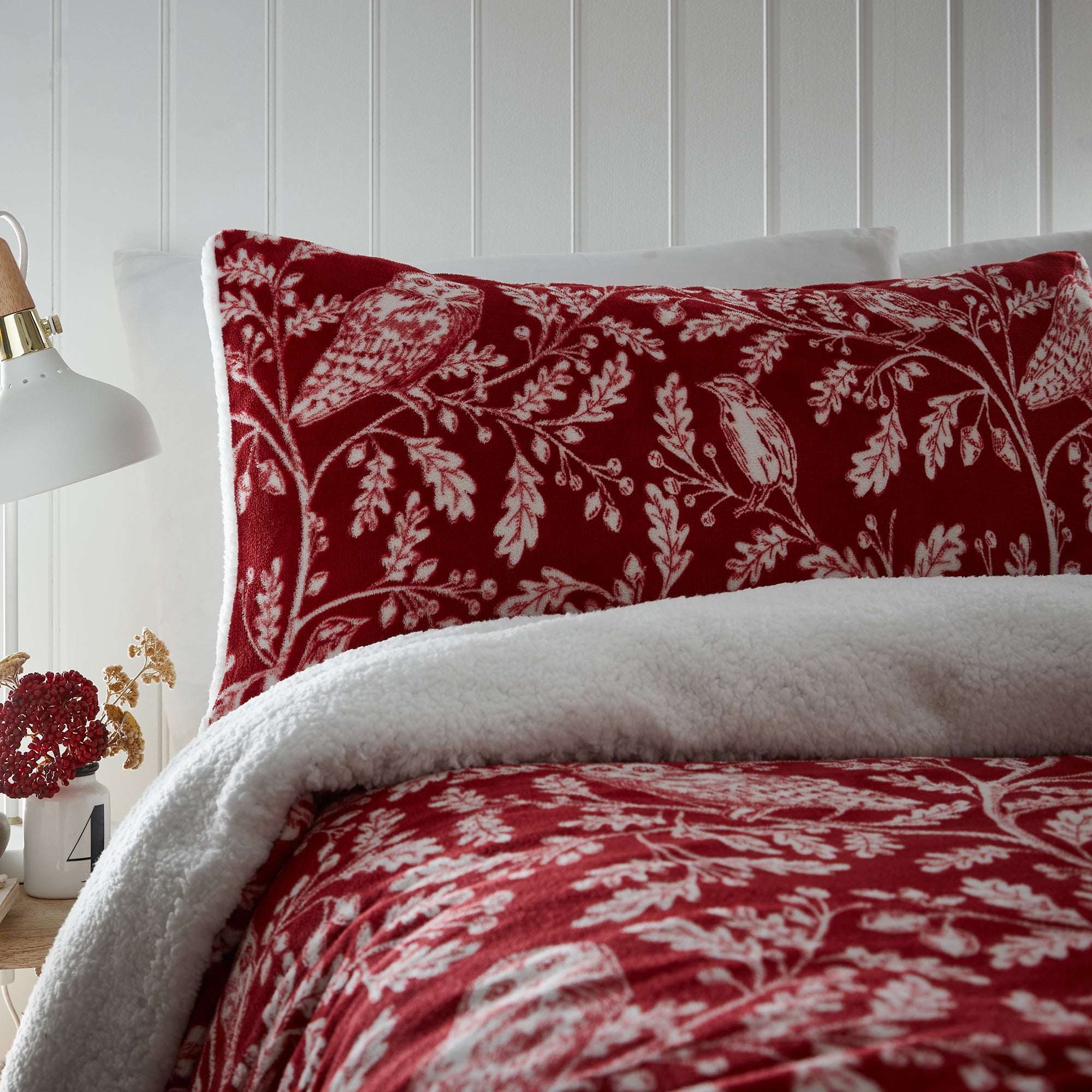 Woodland Owls Duvet Cover Set by Dreams & Drapes Lodge in Red - Duvet Cover Set - Dreams & Drapes Lodge