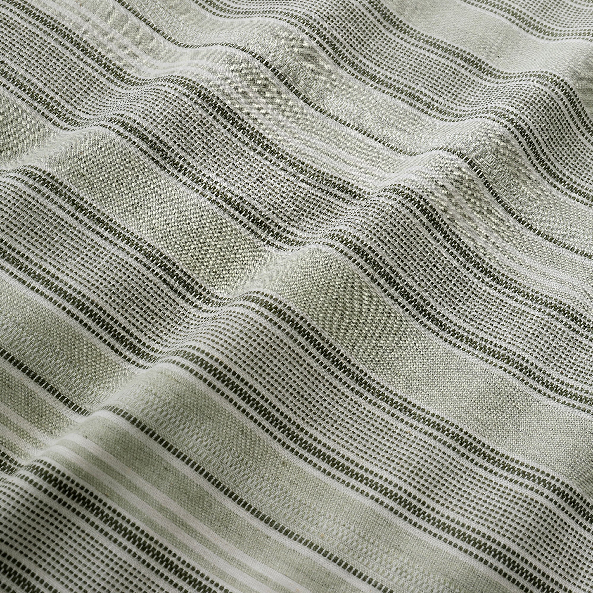 Yarn Dyed Woven Wide Stripe Duvet Cover Set in Green - Duvet Cover Set - Appletree