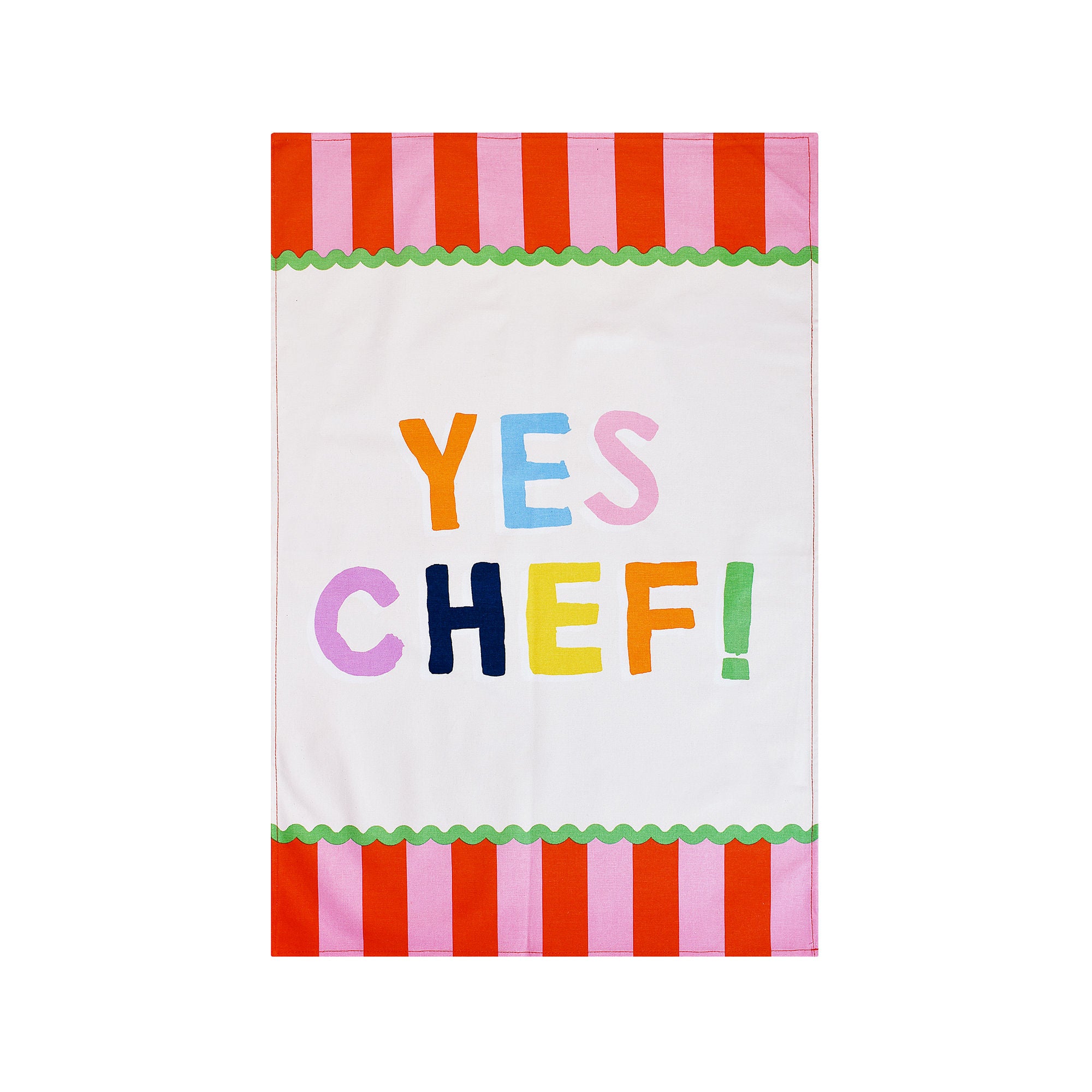 Yes Chef Stripe Cotton Tea Towel in Multicolour - Tea Towel - Ulster Weavers