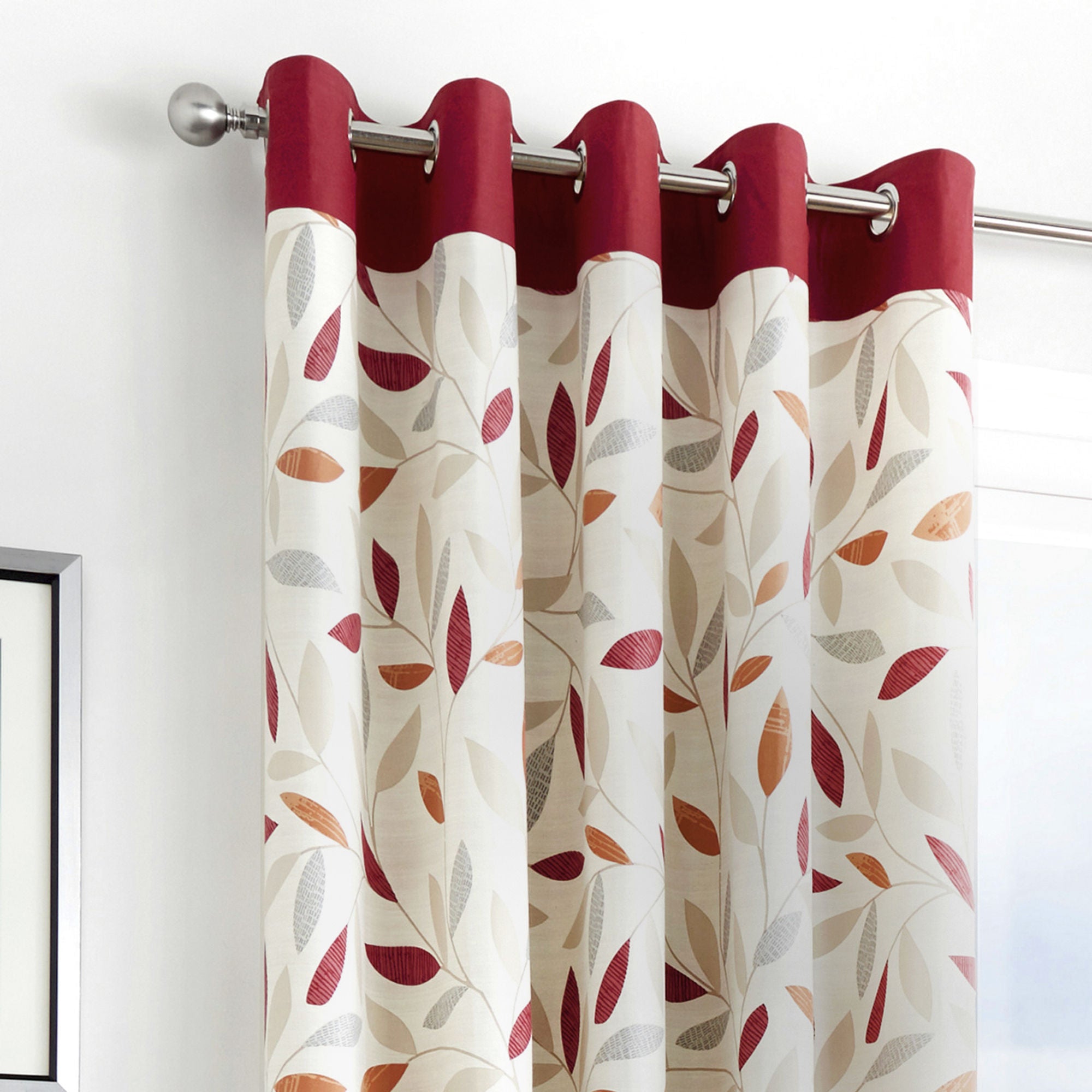 Beechwood Pair of Eyelet Curtains by Fusion in Red - Pair of Eyelet Curtains - Fusion