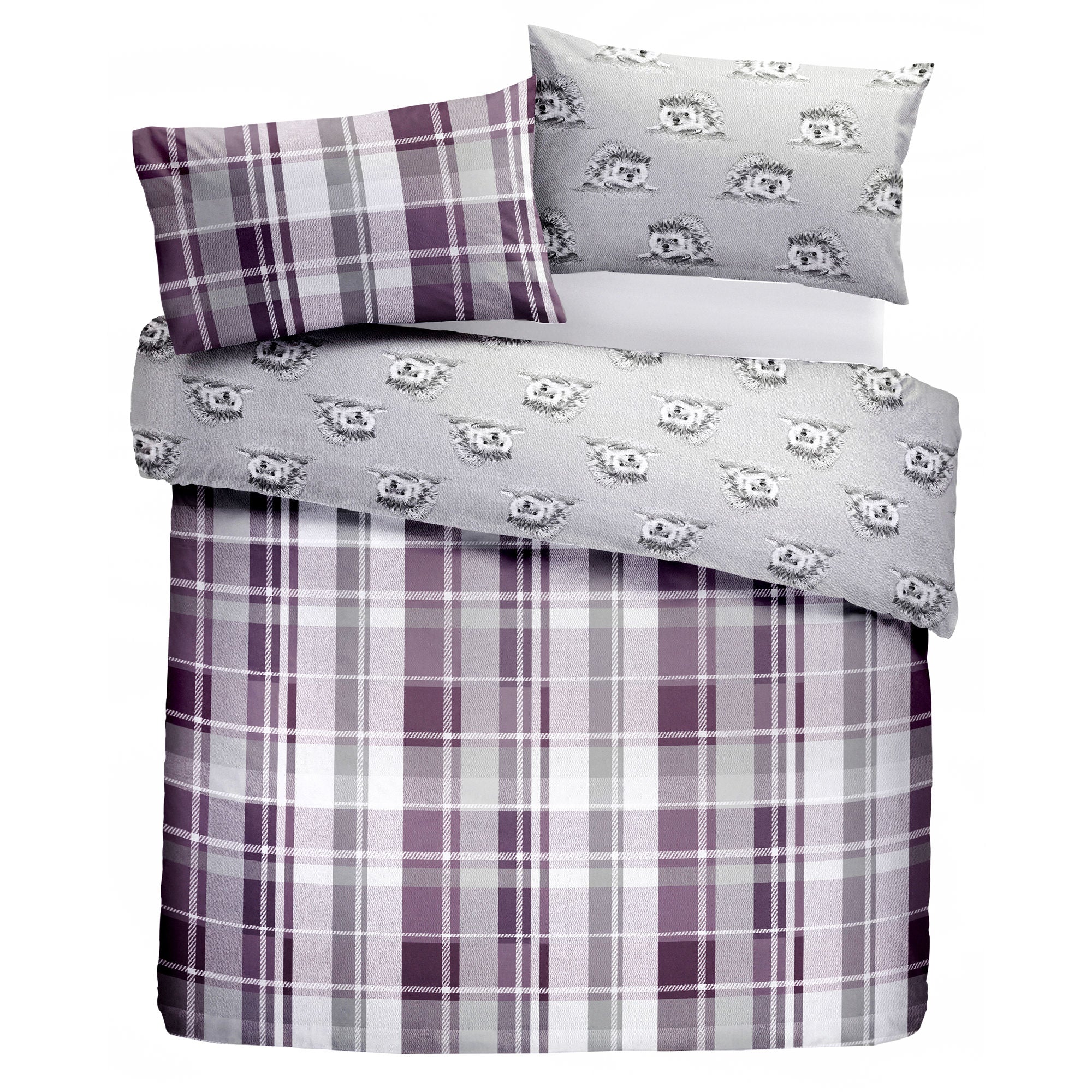Colville Check Duvet Cover Set by Dreams & Drapes Lodge in Plum - Duvet Cover Set - Dreams & Drapes Lodge