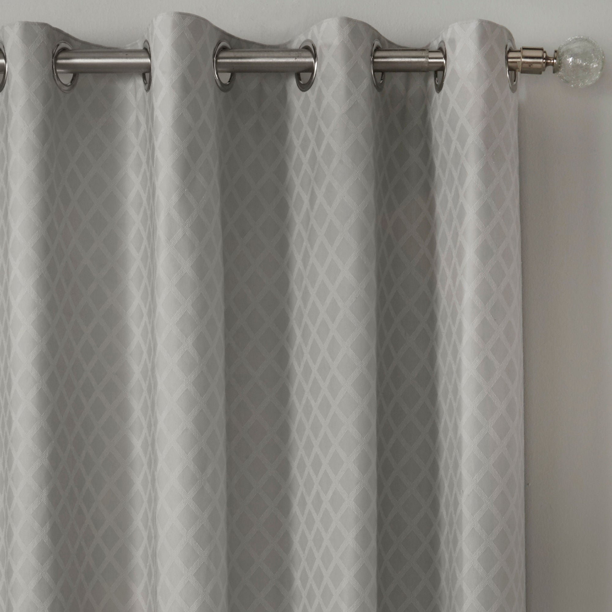 Croma Pair of Eyelet Curtains by Dreams & Drapes Woven in Silver - Pair of Eyelet Curtains - Dreams & Drapes Woven
