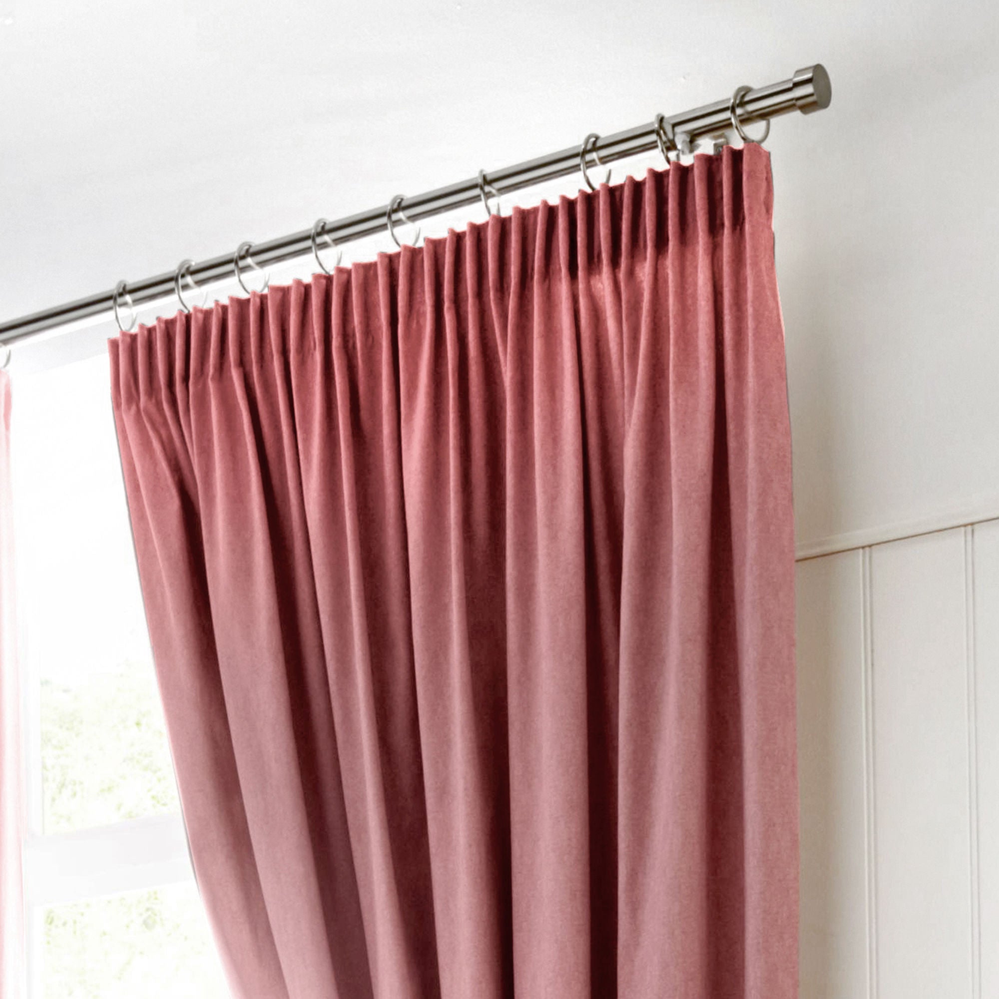 Dijon Pair of Pencil Pleat Curtains by Fusion in Blush - Pair of Pencil Pleat Curtains - Fusion