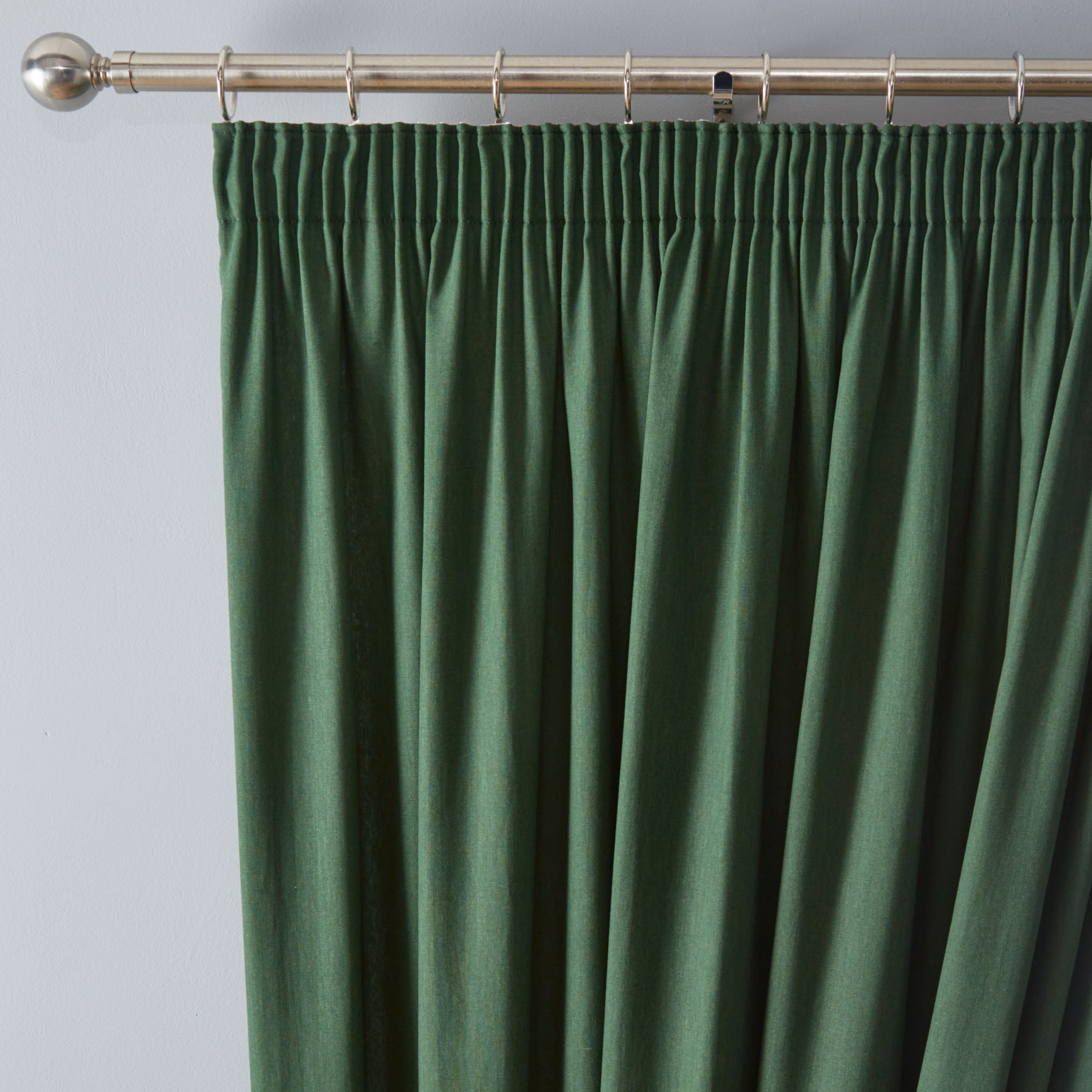 Dijon Pair of Pencil Pleat Curtains by Fusion in Bottle Green - Pair of Pencil Pleat Curtains - Fusion