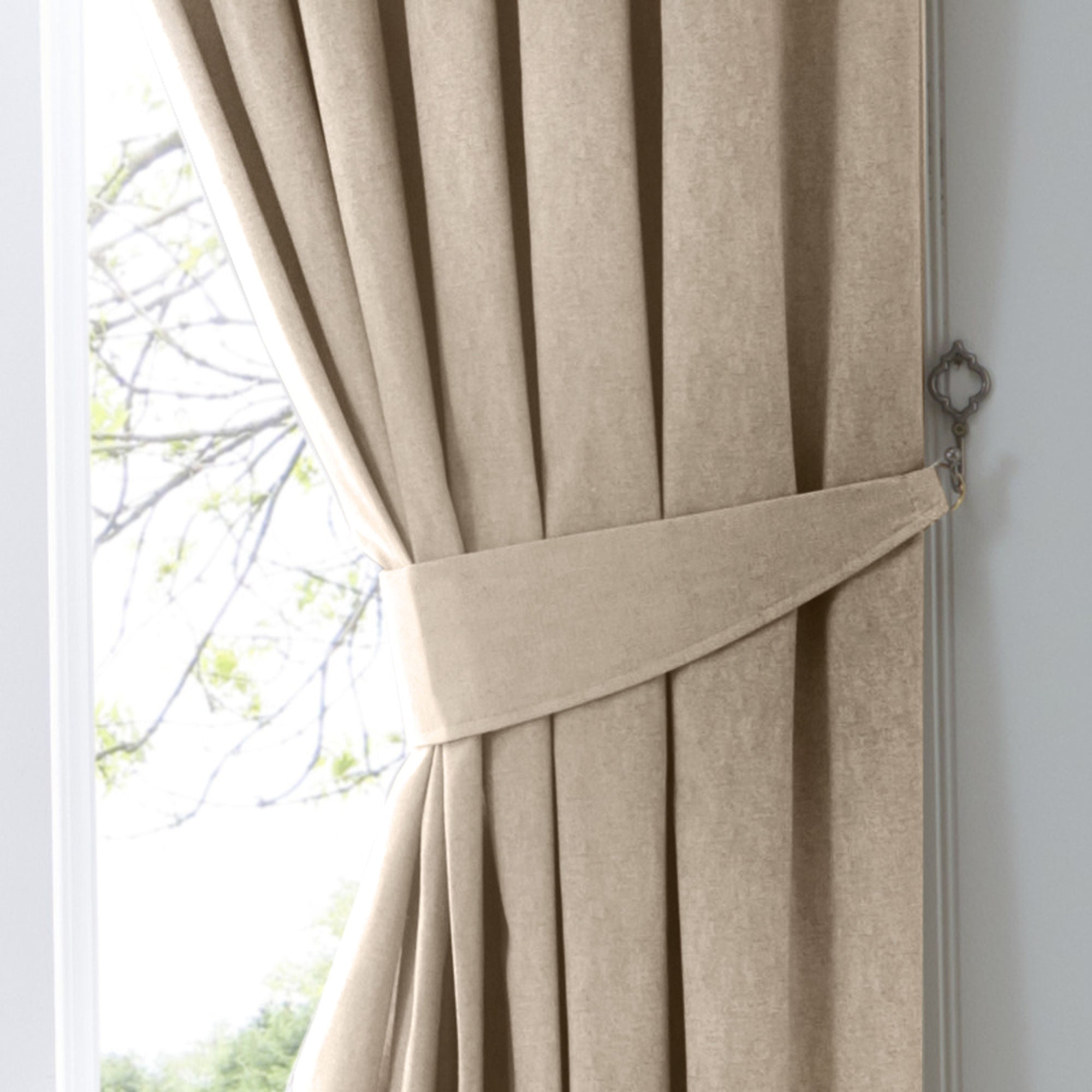 Dijon Pair of Pencil Pleat Curtains by Fusion in Natural - Pair of Pencil Pleat Curtains - Fusion