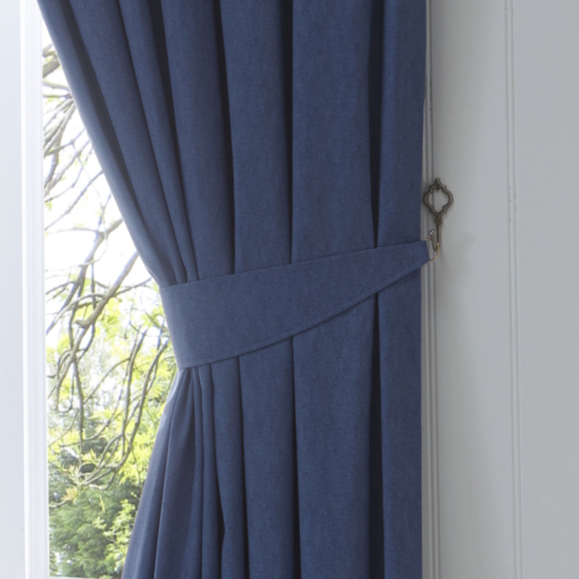 Dijon Pair of Pencil Pleat Curtains by Fusion in Navy - Pair of Pencil Pleat Curtains - Fusion