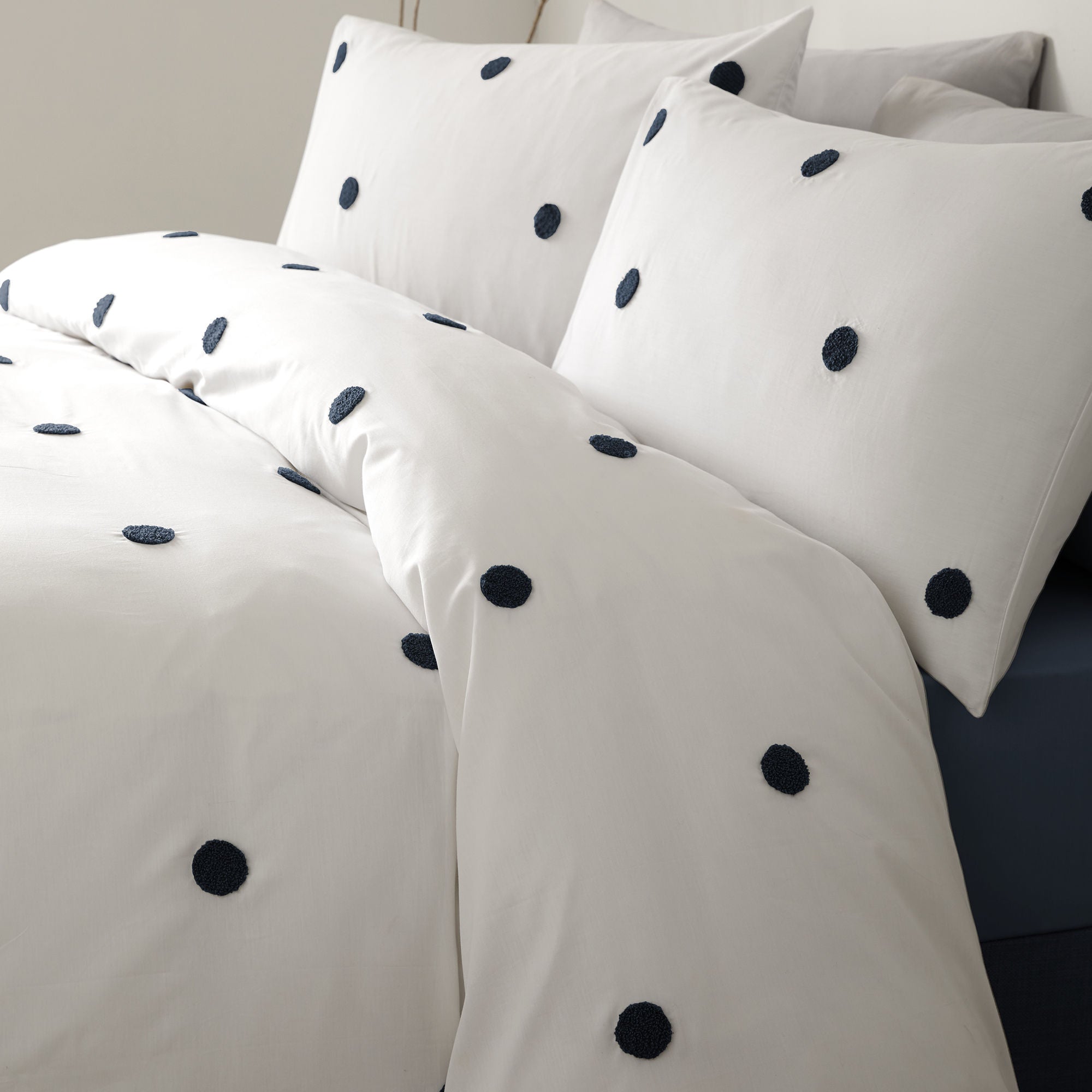 Dot Garden Duvet Cover Set by Appletree Boutique in White with Navy Dots - Duvet Cover Set - Appletree Boutique