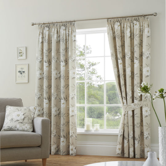 Eve Pencil Pleat Curtains in Natural